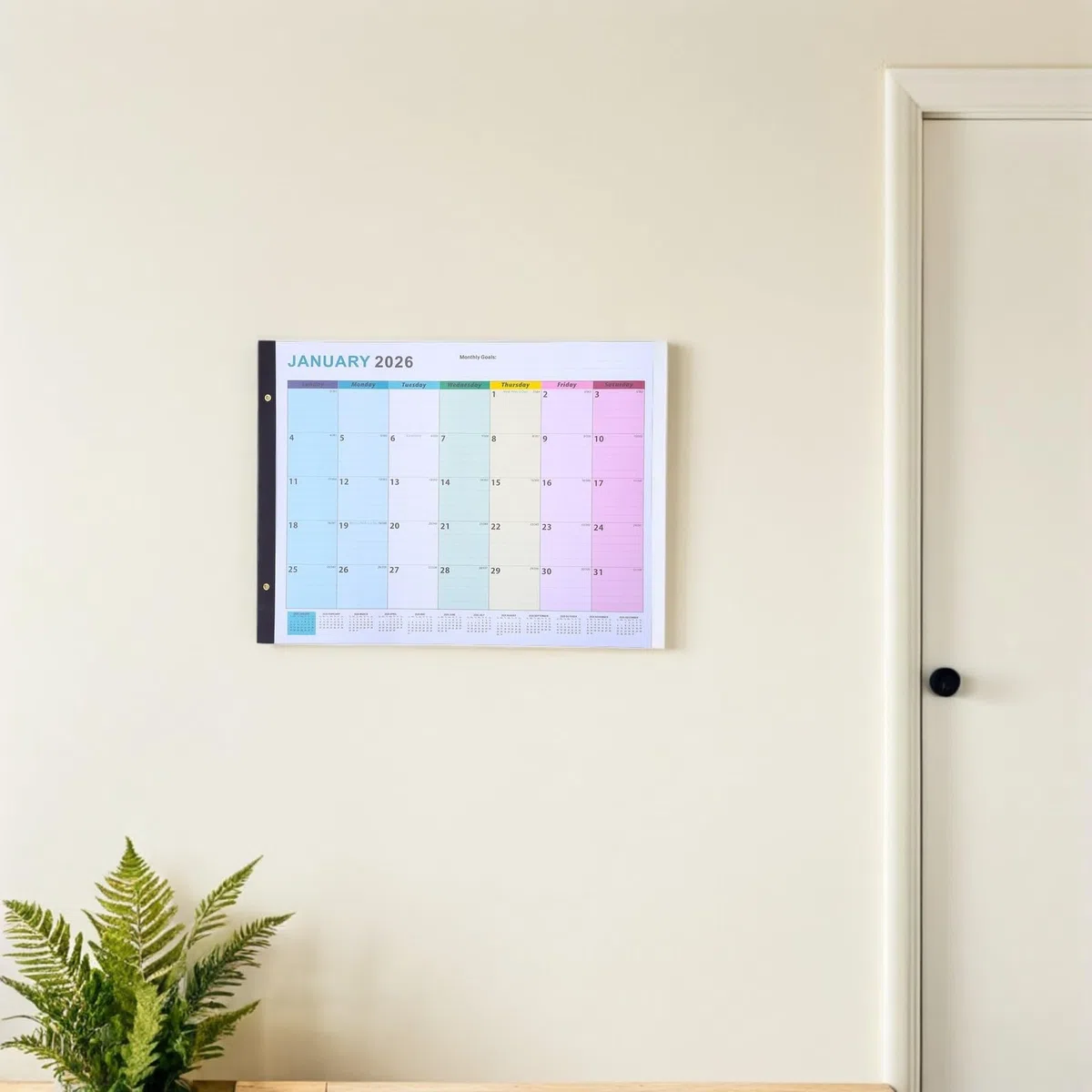 Hemobllo Calendario de Pared Planificador Mensual Vertical Grande para Organizar el Hogar y Oficina Calendario Anual Colgante