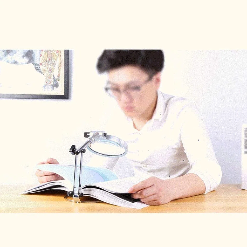 Lupa de Escritorio con Lupa Flexible, lámpara de Lupa iluminada para Lectura, Pasatiempos, Manualidades, Banco de Trabajo, Costura, diseño de joyería