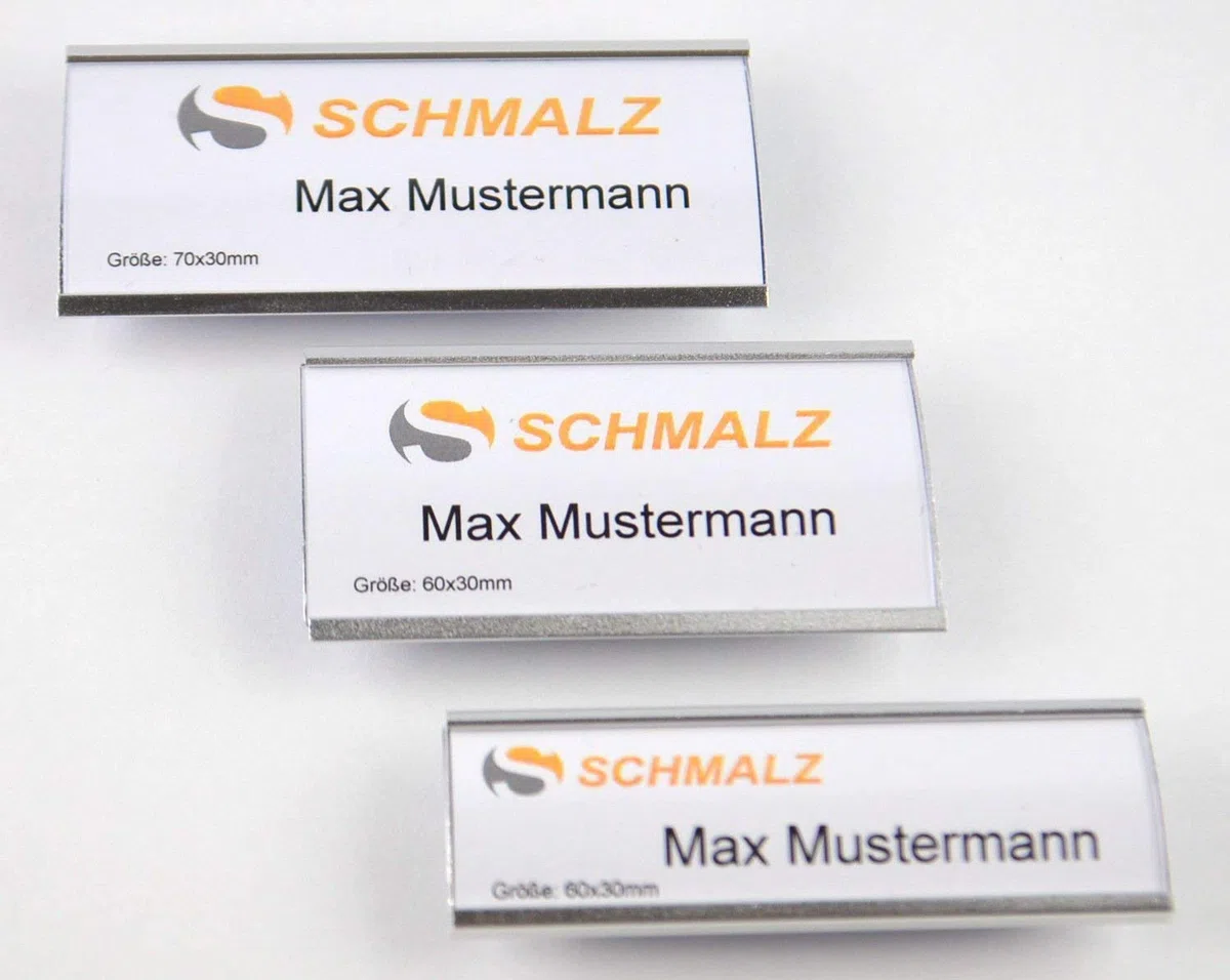 100 Unidades Placas Identificativas Set Completo, Plata Leichtemtall, con Extra Fuerte 3-fach Imán, Moda Arqueado,Aluminio Anodizado,Transparente Protectora,Perforado Láminas de Cartón, Credencial