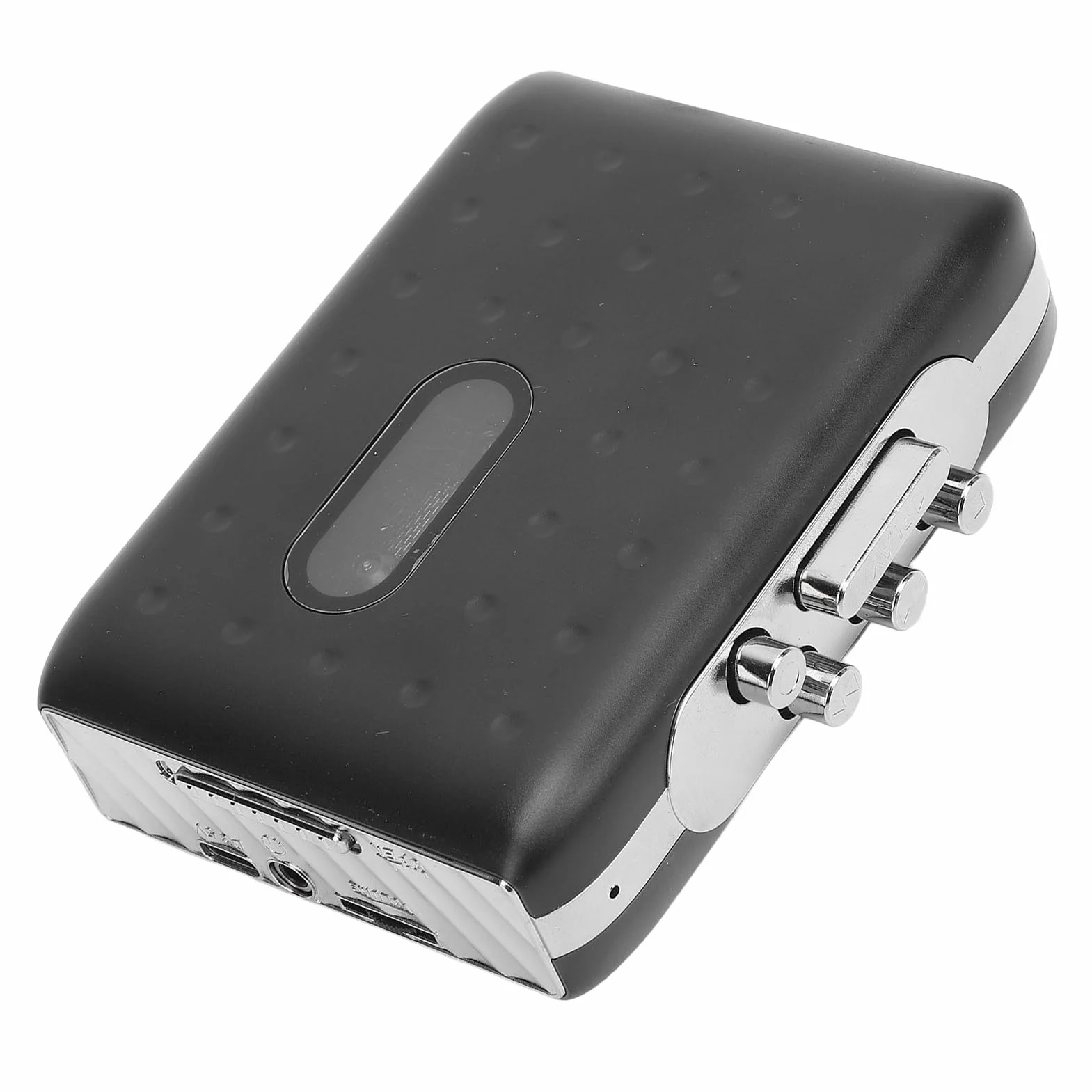 Przenośny odtwarzacz kaset USB-C konwerter MP3 z mikrofonem i słuchawkami Jack Czarny