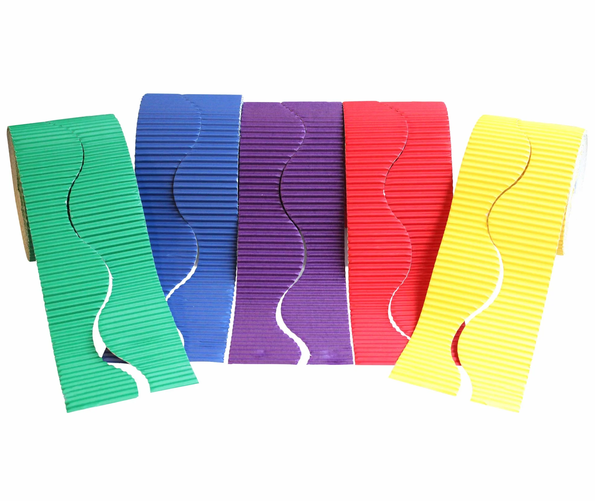 Bright Ideas Corrugated Border Rolls for School Displays Borde Corrugado para exposiciones Escolares (Paquete de 12 Rollos) en Varios, Papel, Colores Variados, 10 x 80 cm, 5