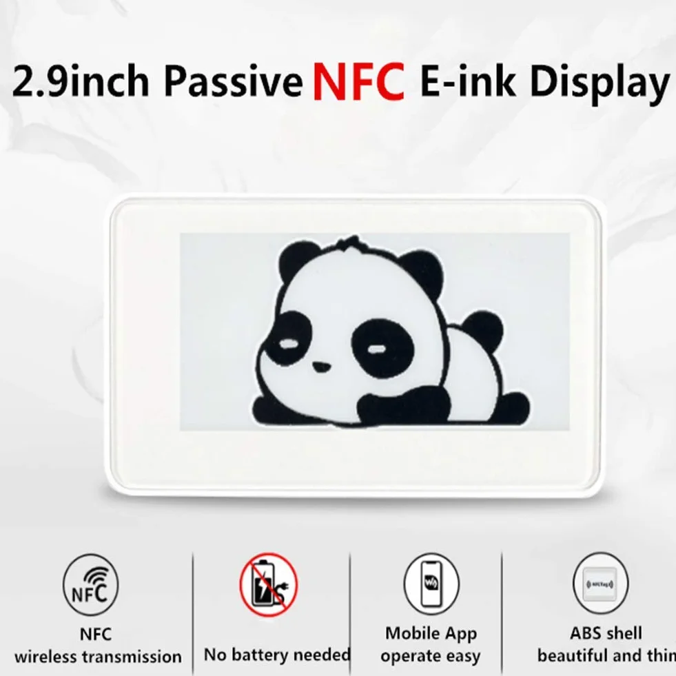 Pantalla de papel electrónico NFC pasivo de 2,9 pulgadas, pantalla de tinta electrónica en negro con función NFC, funcionamiento de aplicación móvil, transmisión inalámbrica, para supermercados