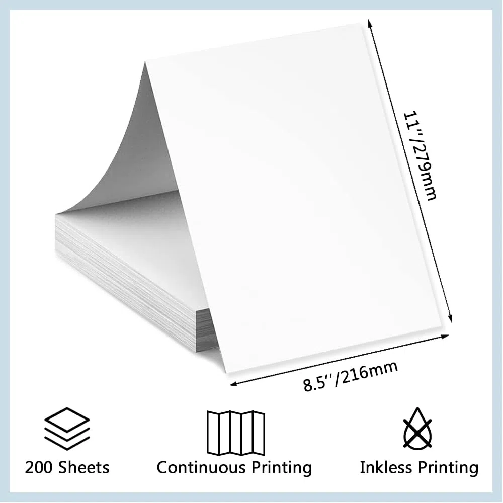 200 hojas de papel para impresora térmica, 21,6 x 28 cm, color blanco, letra estadounidense para impresora térmica, compatible con papel portátil A285M/PD-A4/M08F-Letter/A80/D810