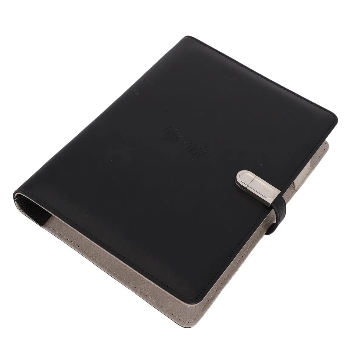 Cuaderno de Carga Inalámbrica, Cuero PU con Batería Externa de 8000mAh y Luz, Diario de Viaje Recargable para Profesionales y Estudiantes