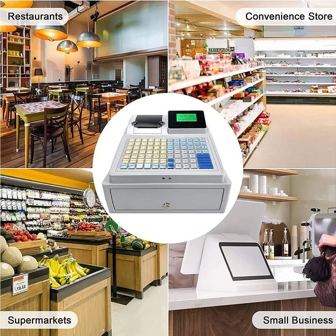 Cash Registro electrónica hasta la Pantalla LED Digital: Ideal para restaurantes de pequeñas Empresas, supermercado, minorista - 81 Keys POS Sistema