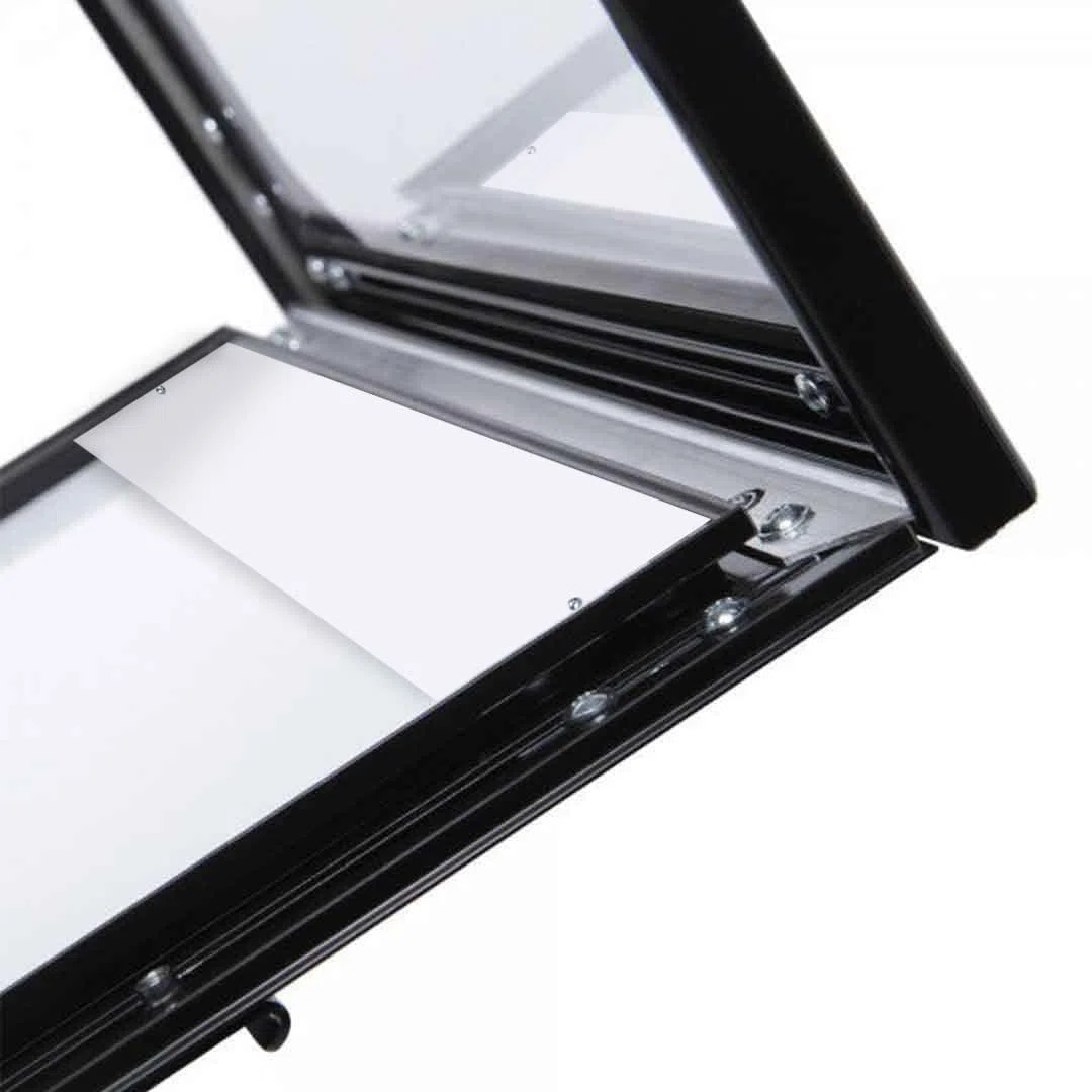 Danieli - Portamenús Exterior A4 - Tablón de Menús con Atril - Expositor Negro de Suelo Magnético, Escribible con Panel Personalizable - Cerradura con 2 Llaves Incluidas (A4)