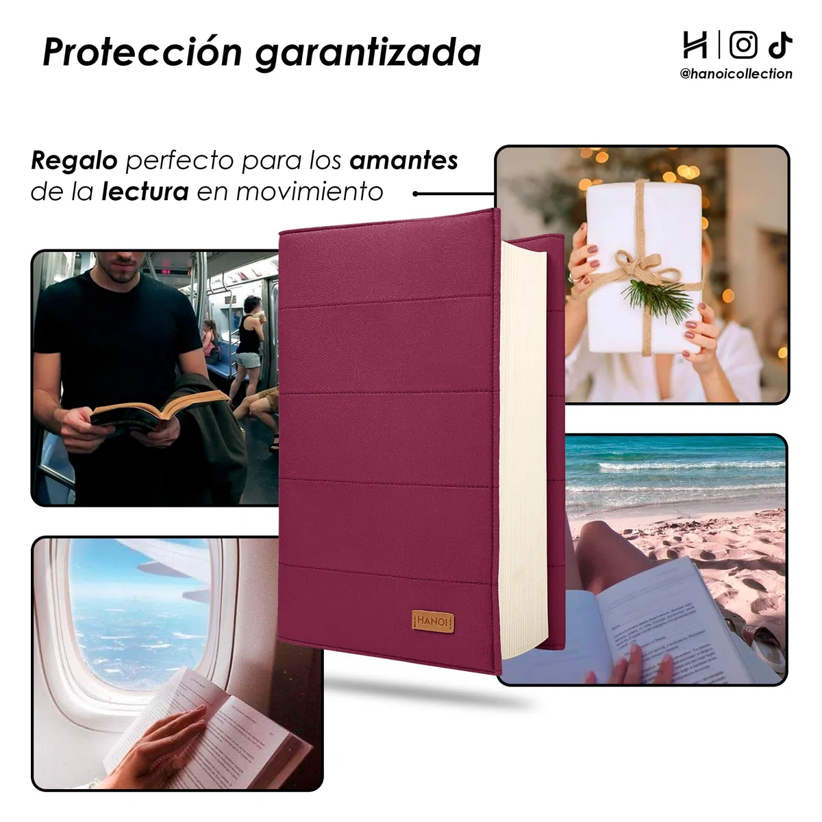 Funda para libros de lectura ajustable acolchada. Funda de libro acolchada grande. Funda libro, Cubierta para libros, Funda para tapa de libros (Buganvilla, Pequeño)