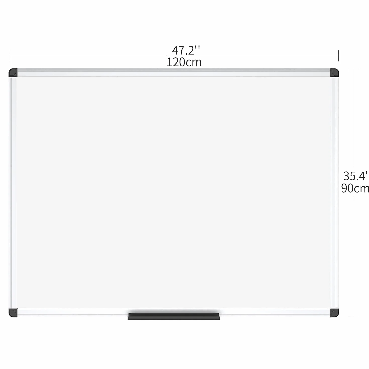 Pizarra blanca de borrado en seco de VIZ-PRO, con marco plateado de aluminio, no magnética 1200x900mm | Bandeja para marcadores y marco de aluminio plateado, tablero de escritura de borrado en seco para oficina, hogar y escuela