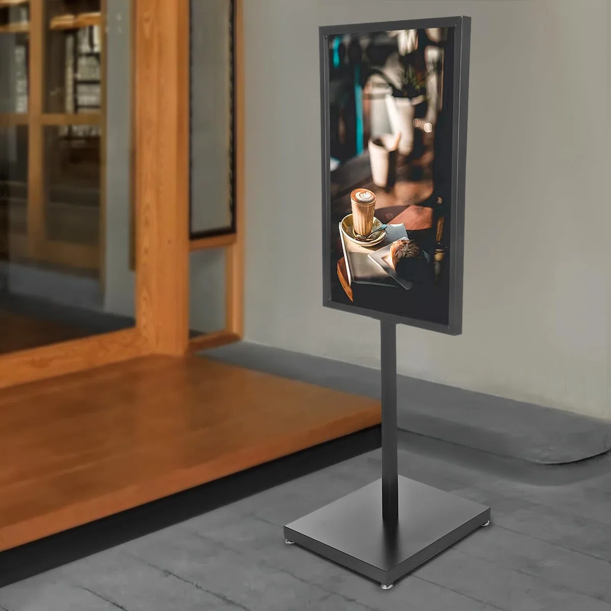 Expositor de publicidad de hierro con ajuste de altura, moderno soporte para carteles con pintura en aerosol antioxidante, marco estable (90 x 65 cm) para tiendas/eventos/exposiciones