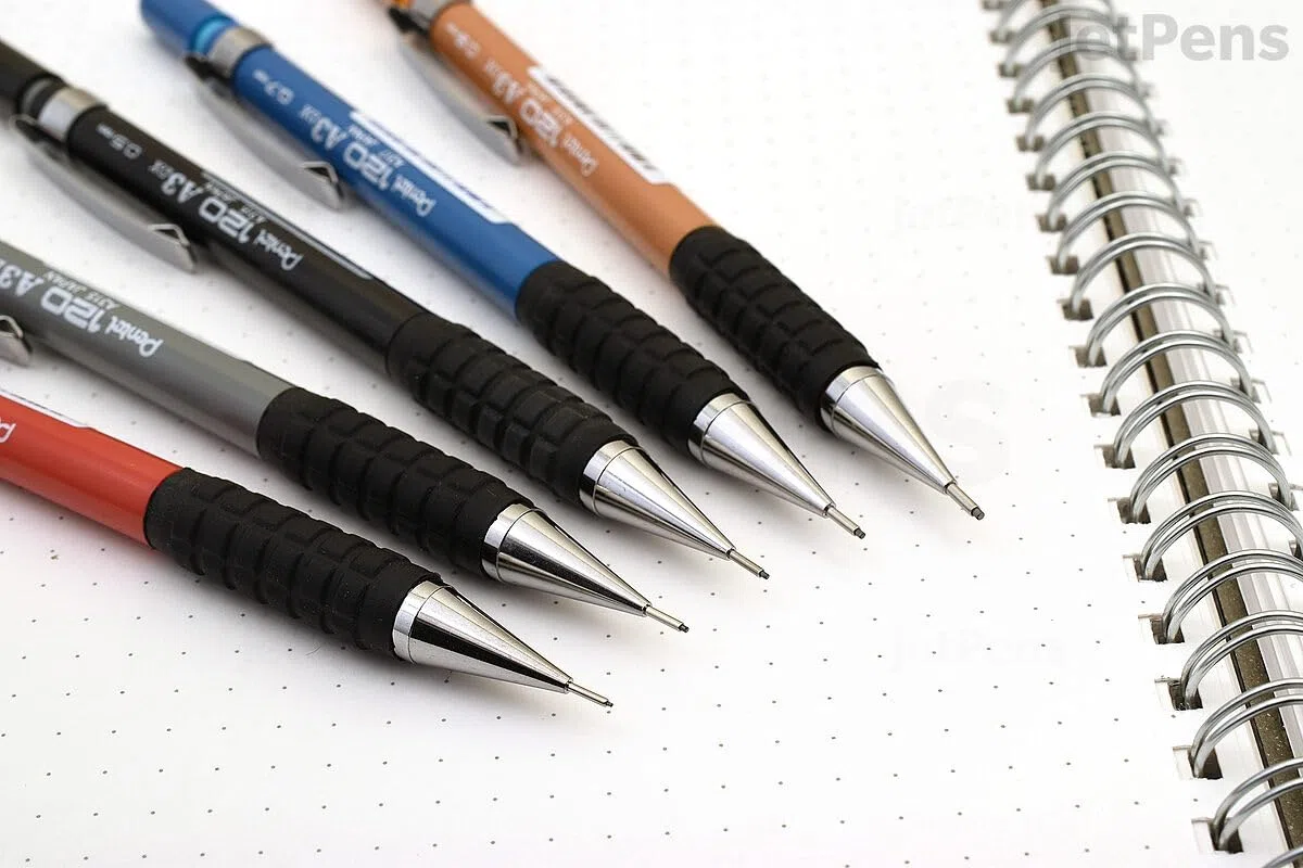 Pentel Hi-Graph Paquete de 12 lápices mecánicos 0.5 mm con Fixed Barrel 4 mm Gris Cuerpo