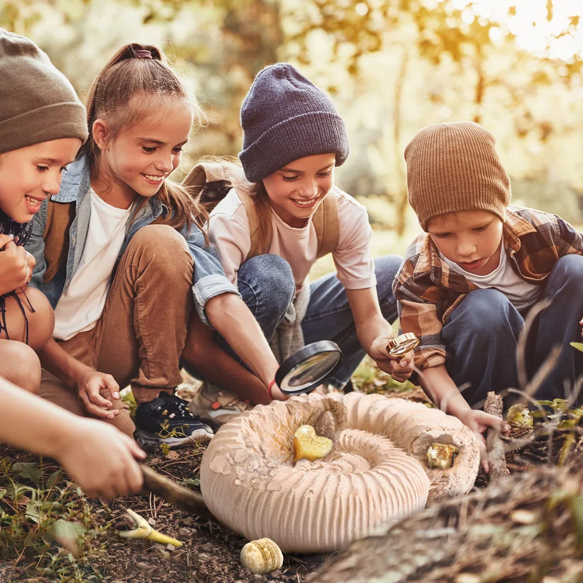 Byncceh Kit de Excavación de Fósiles para Niños – Descubre 12 Fósiles Auténticos en 1 Gran Bloque de Yeso | Juego Educativo Stem para Niños de 6 a 12 Años Pequeños Exploradores