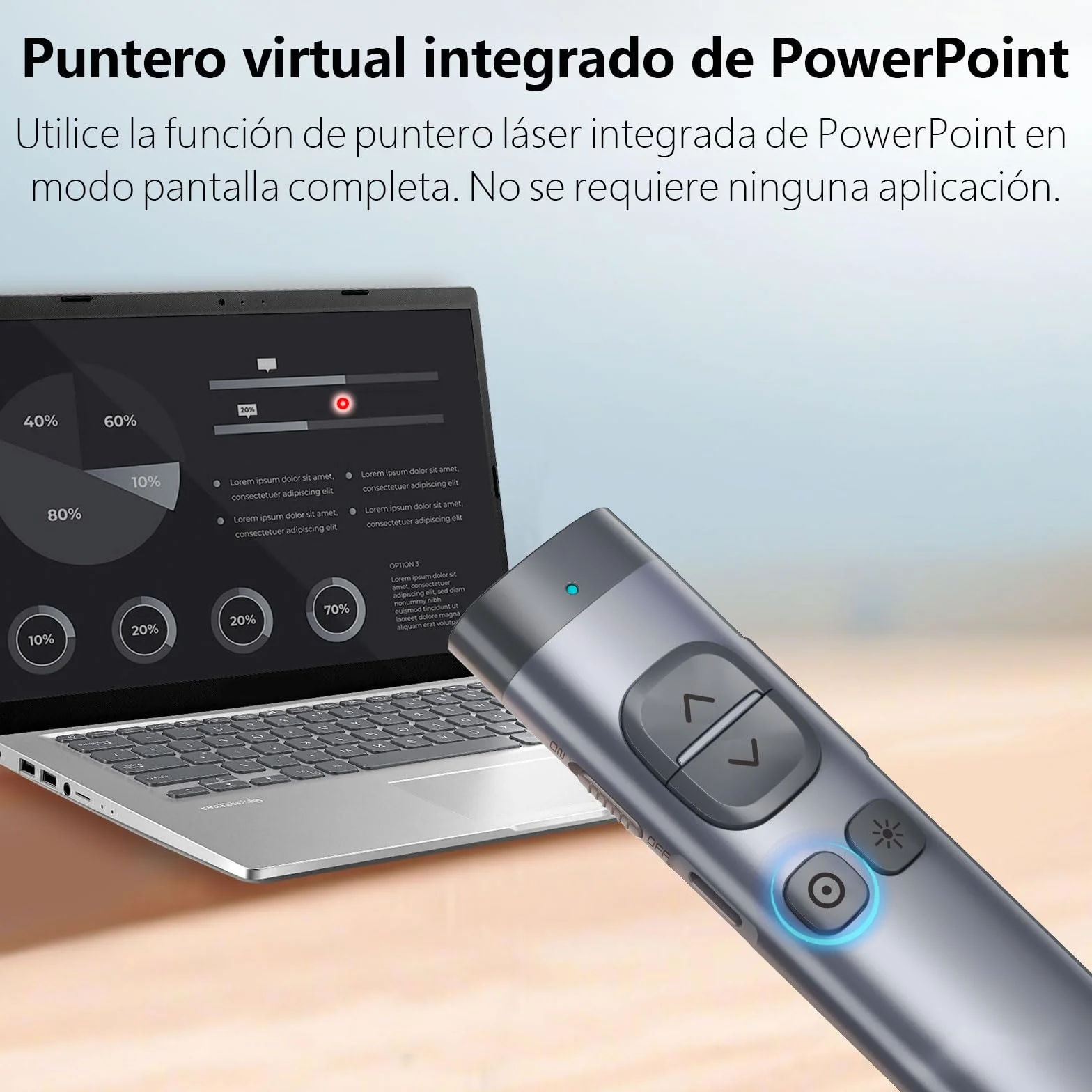 Norwii N97s TV Display Clicker para presentaciones PowerPoint, PowerPoint Clicker, Presentación Rremote, Bluetooth Wireless Presenter, Digital Pointer para TV Display