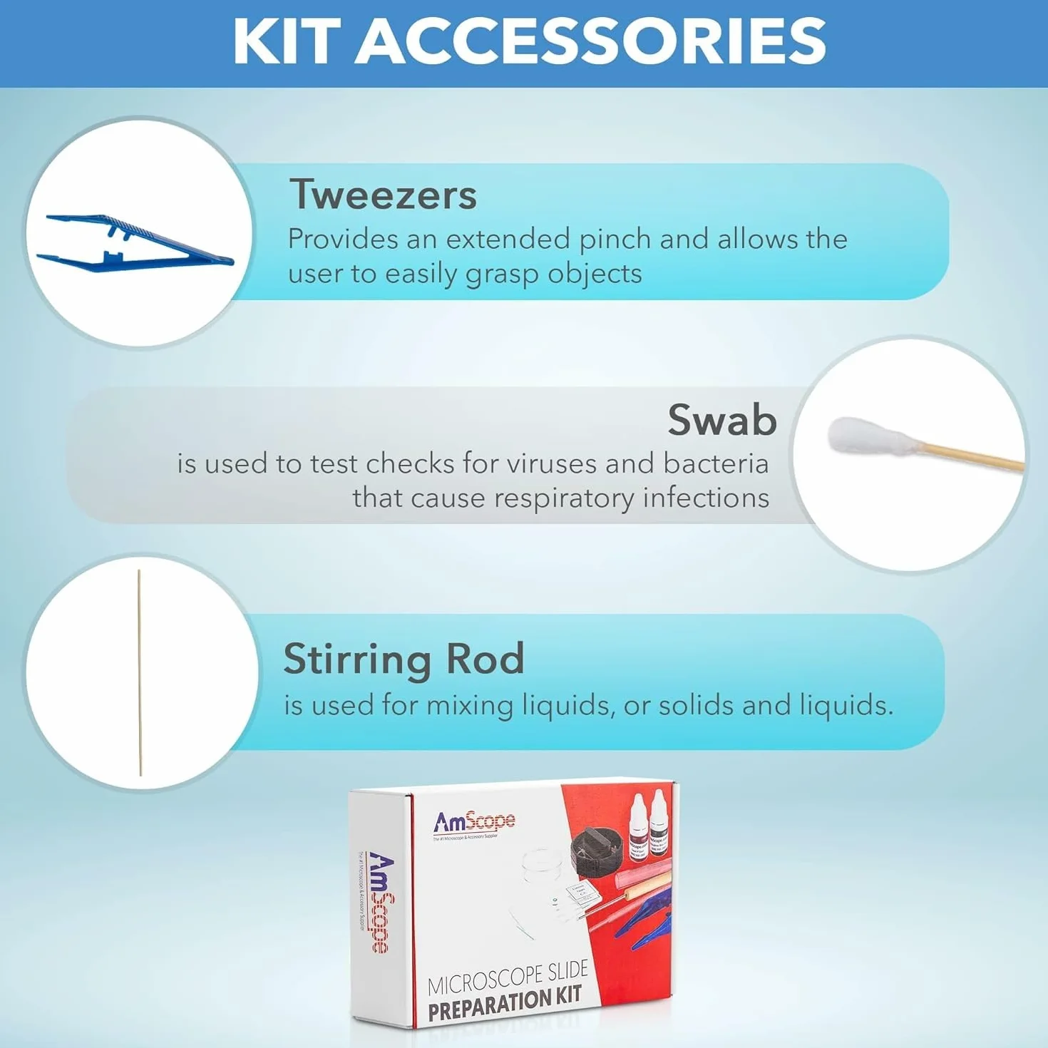 AmScope SP-14 - Juego de preparación de portaobjetos para microscopio (incluye manchas)