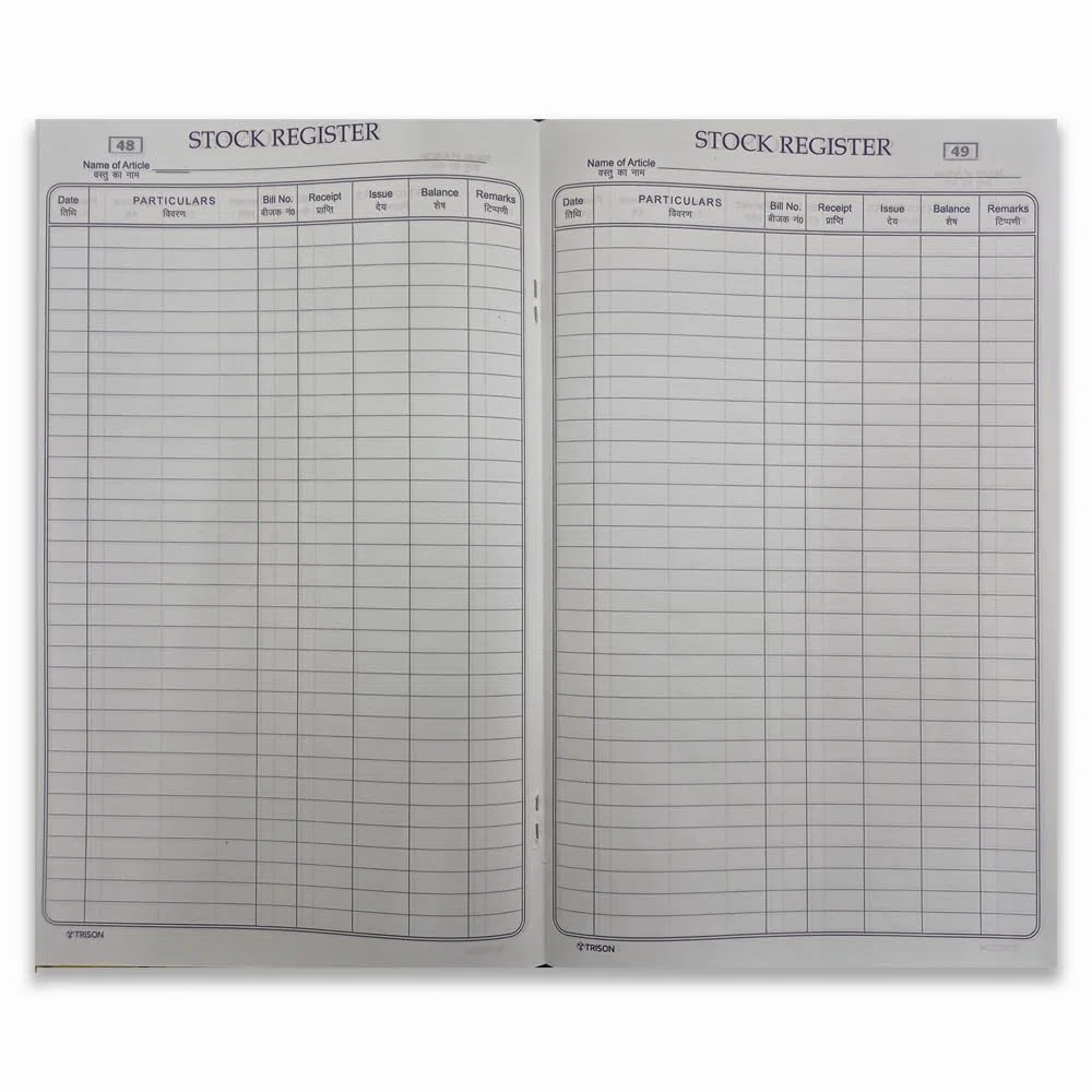 Trison Registro de existencias, 50 páginas (incluyendo páginas de índice), 19 x 31 cm, tapa dura, papel de contabilidad verde, Quire 1, paquete de 1