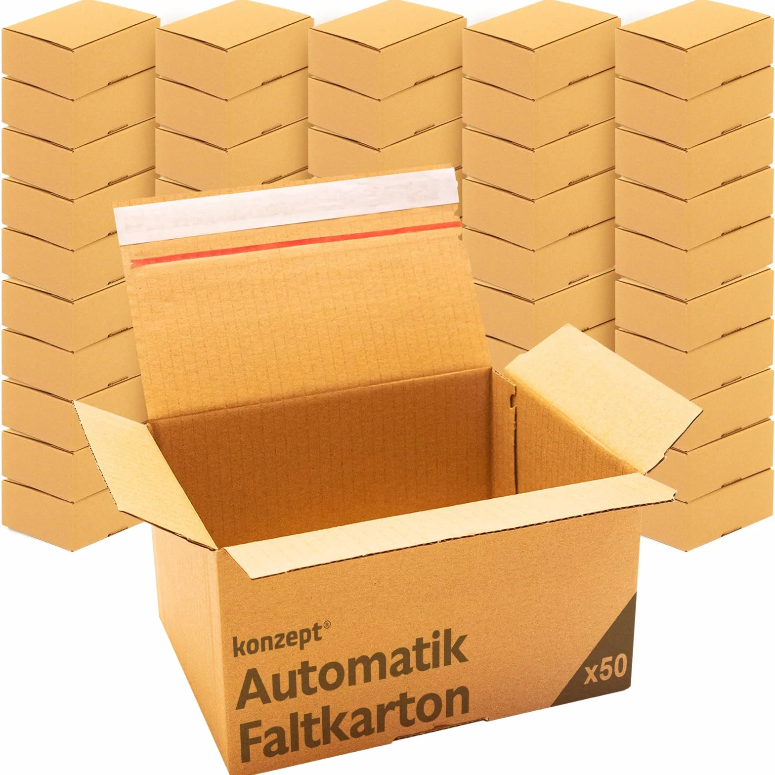 Konzept 11 - Cajas de Envío 20x15x10cm Set de 50 unid. Cajas plegables con tapa autoadhesiva, Cajas pequeñas para enviar, Tamaño estándar DHL Paquete S. Varios tamaños.