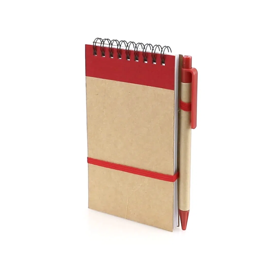 50 libretas pequeñas de bolsillo A6 con bolígrafo en cartón reciclado a juego, cuaderno con espiral, Portada Rígida, libretita de 70 Hojas con rayas ideal para regalos (50)