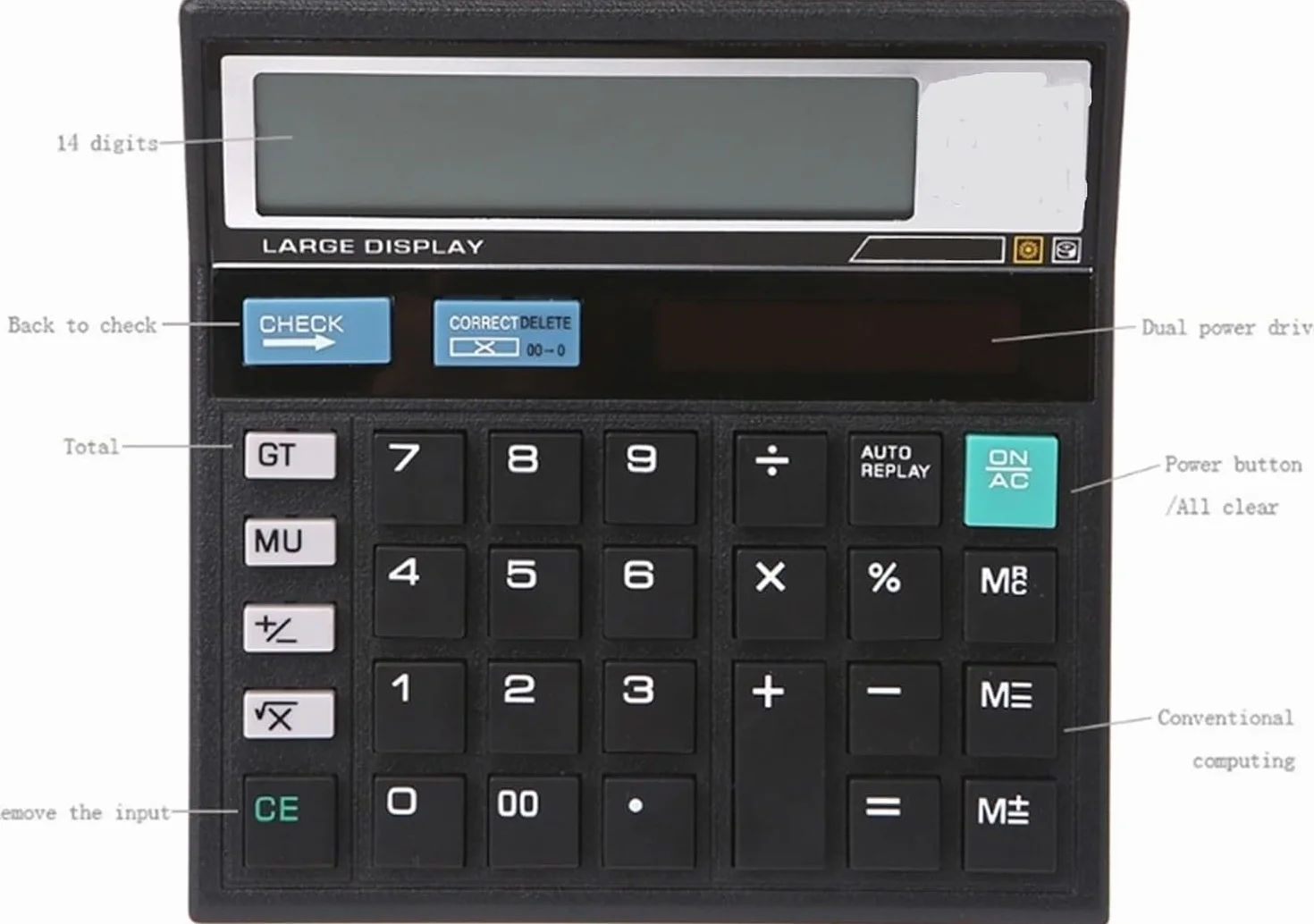 Calculadora de Escritorio de Oficina con Pantalla Grande y Doble Potencia,Calculadoras