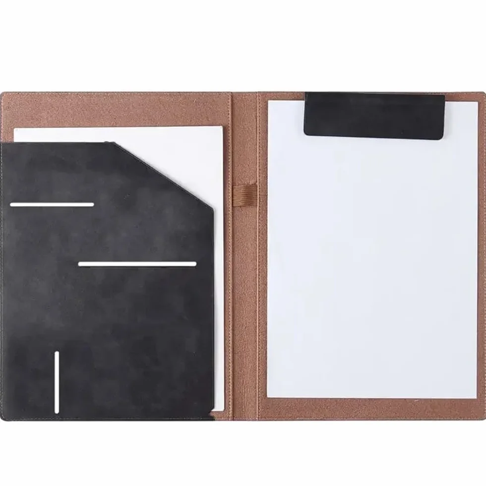 Carpeta Carpeta de Archivos Oficina Cuero A4 for Almacenamiento Documentos y facturas, Conveniente for Viajes Negocios, Notas Hotel, Listas tareas Pendientes Chaquetas de Archivo(Bruin)