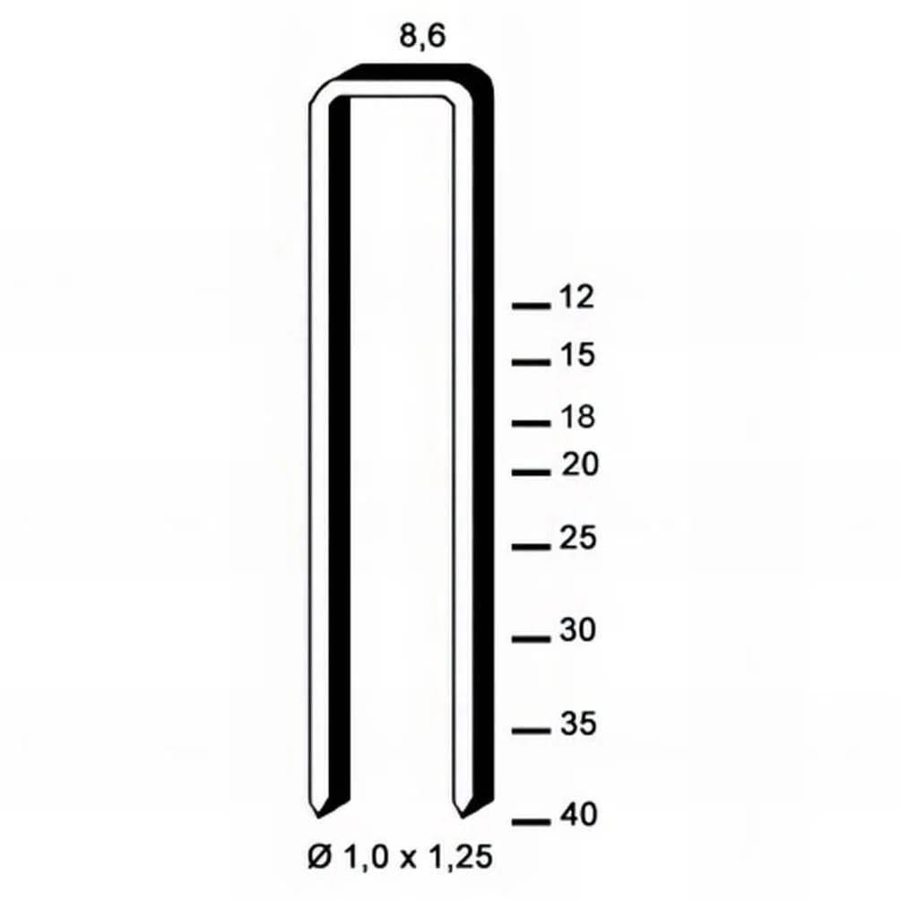 5.000 Grapas Gb-20 - Galvanizadas Resinadas - 10,8 x 20 x 1,2 mm - D-Work