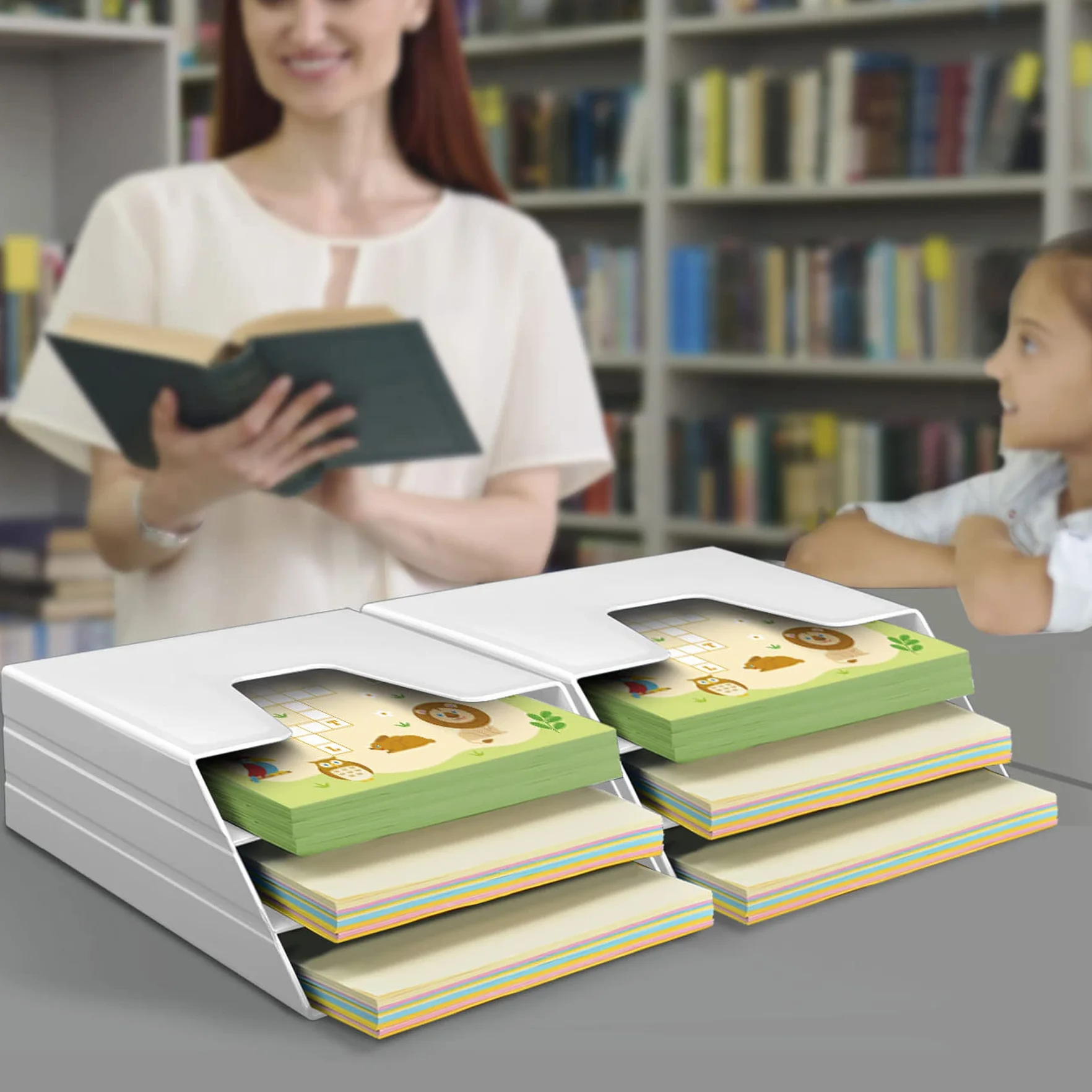 Acrimet Organizador Vertical de Archivos Triples, Clasificador de Archivos Plástico Blanco