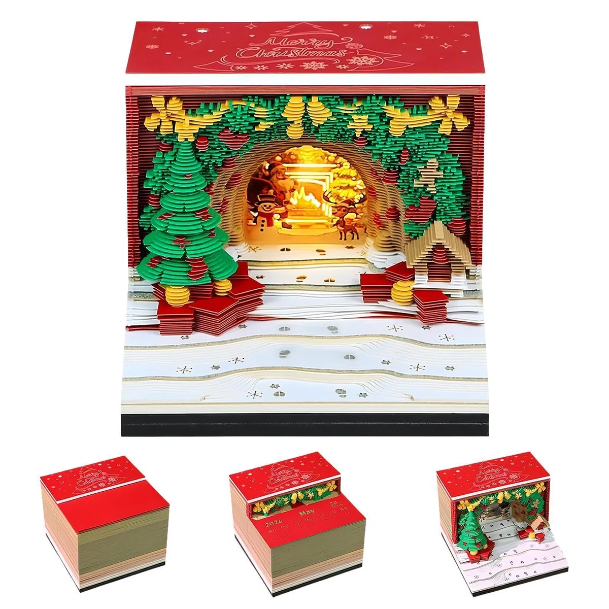Calendario 3D 2027 Navideño Desprendible Planificador Estético Decorativo | Calendario Con Bloc De Notas Y Notas Adhesivas Para Hogar, Oficina, Escuela y Familia