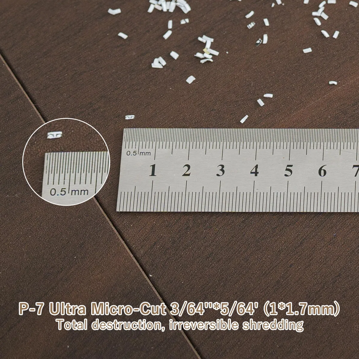 Trituradora de papel comercial profesional: P-7 Security Super Micro-Cut 1 x 1,7 mm, 7 hojas/CDs/tarjetas/grapas, contenedor de 6 galones resistente para el hogar/oficina/industrial