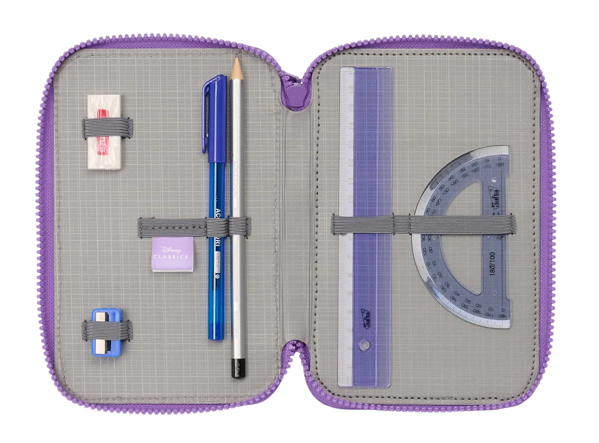 Stitch Sweet - Estuche Escolar con 36 Útiles Incluidos, Estuche Infantil, Estuche Niño, Ideal para Niños de 5 a 14 Años, Cómodo y Versátil, Calidad y Resistencia, 12.5x5.5x19.5 cm, Color Azul/Lila