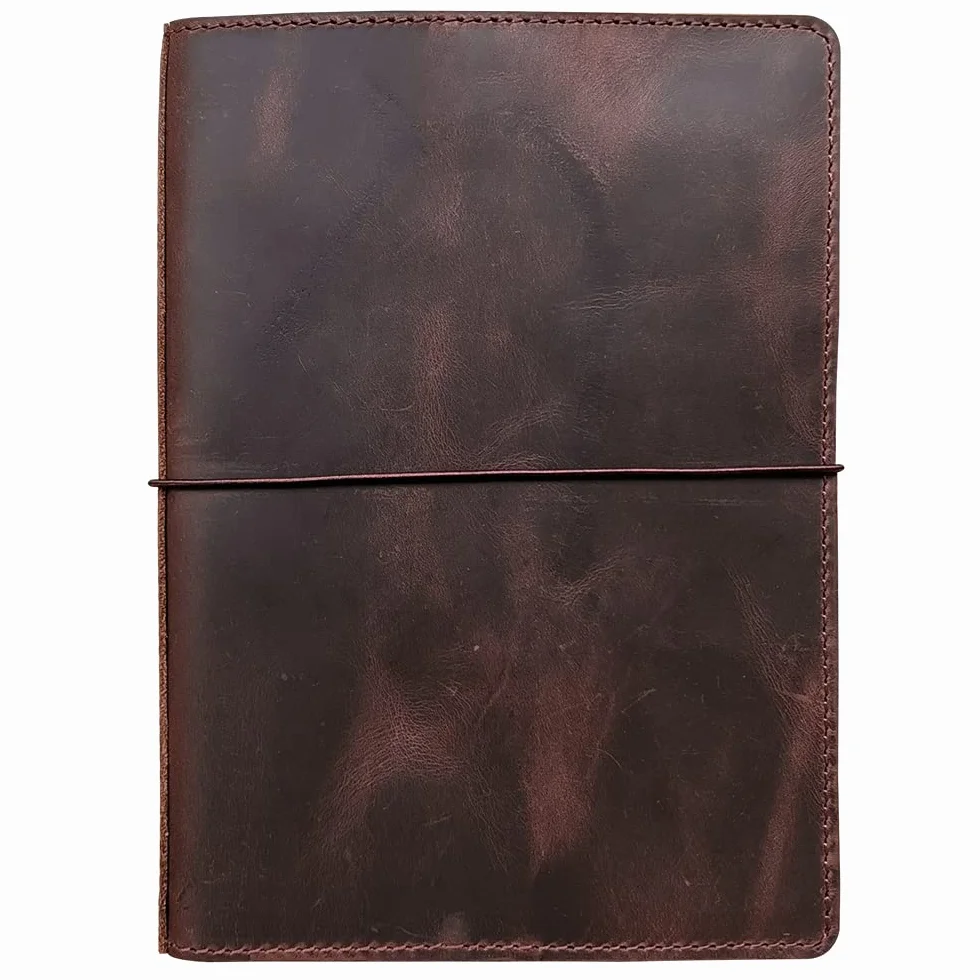 Cubierta para Cuaderno de Viajeros newestor con Bolsillos Interiores, Ranuras para Tarjetas y Soporte para Bolígrafo, Tamaño A5, Marrón Oscuro