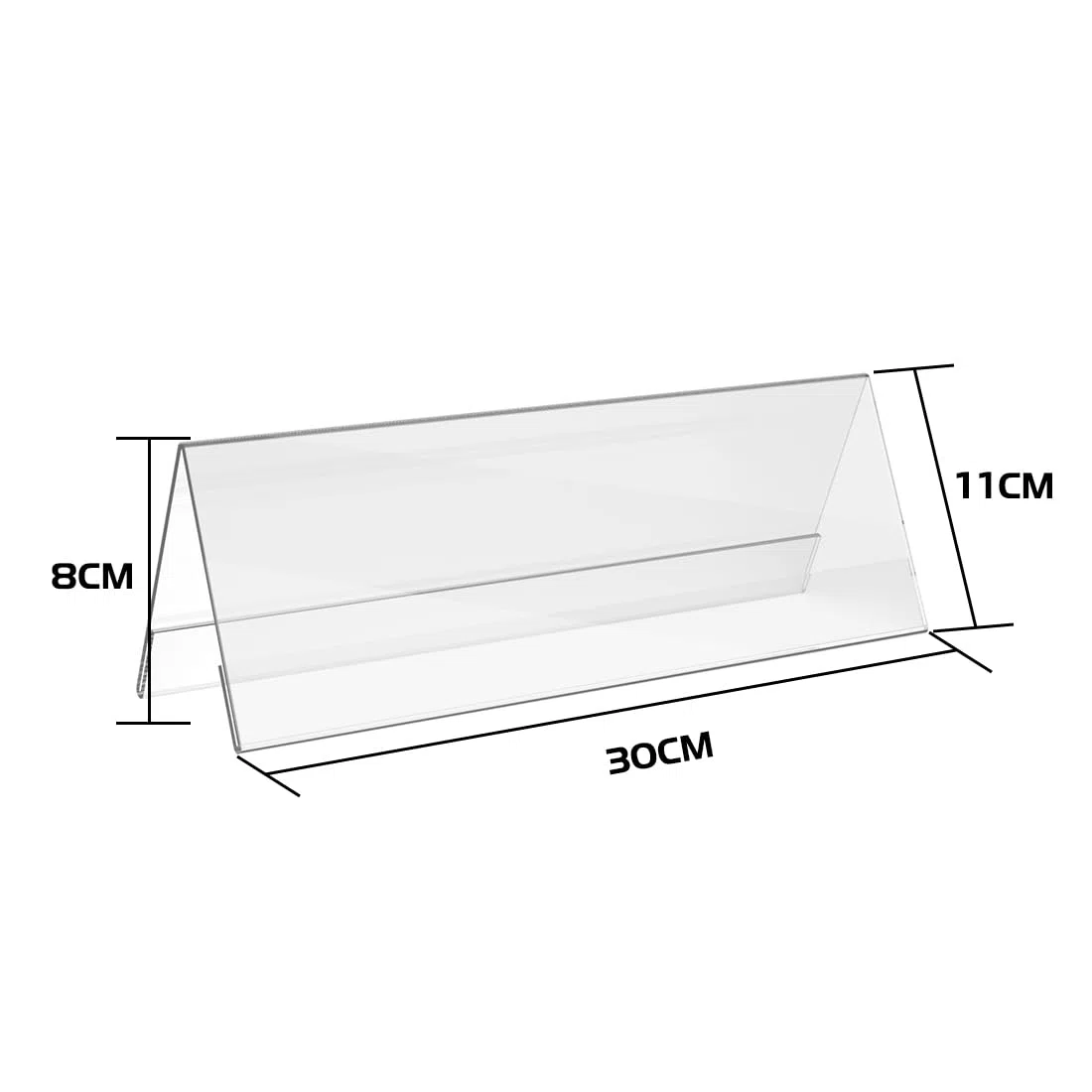 Soporte de Nombre de Escritorio 30x10,5 cm, 12 Piezas Soporte de Exhibición Transparente para Papel A4, Soporte de Tarjetas de Visita de Doble Cara para Reuniones, Bodas, Escritorios