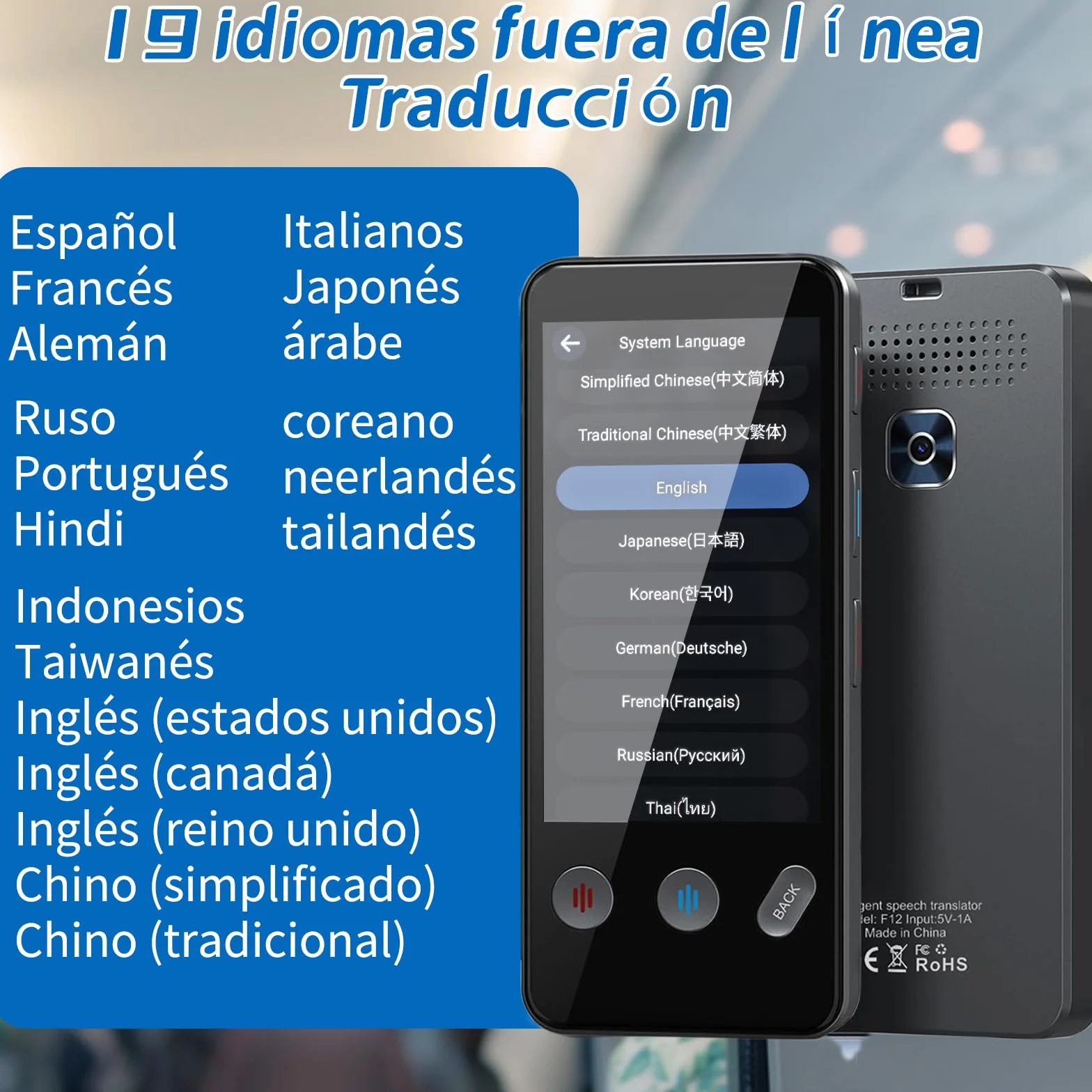 Dispositivo de Traducción Idioma, Traductor AI Inteligente de 143 Idiomas con,Traducción Desconectado y Traducción Bidireccional Instantánea,Aprender Regalos de Negocios de Viaje