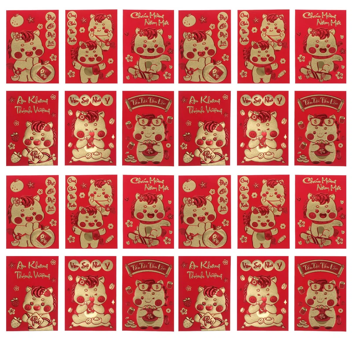 DOITOOL 360piezas Sobres Rojos Año del Caballo Bonitos Sobres Li Xi Chinos para Decoraciones del Año Lunar