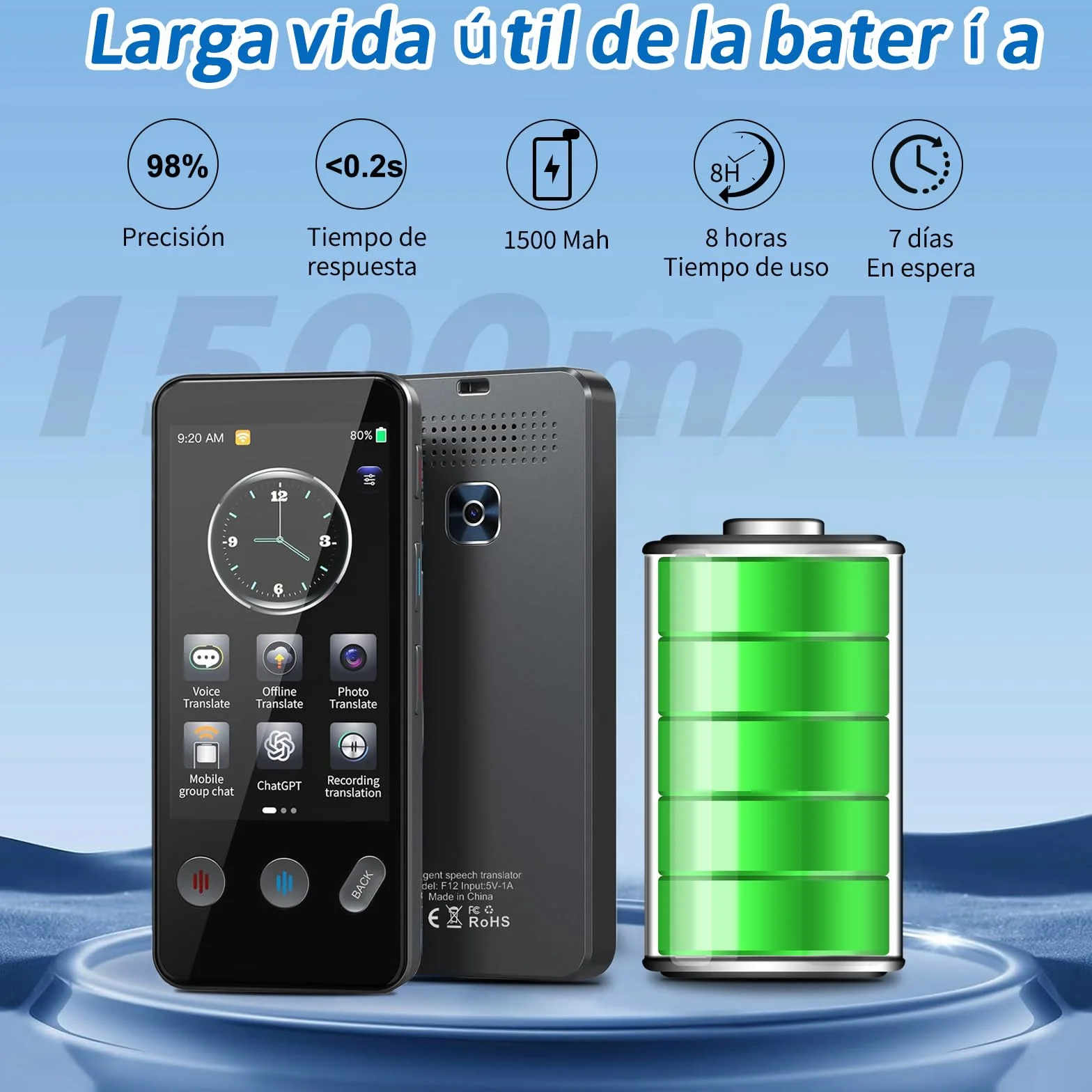 Dispositivo de Traducción Idioma, Traductor AI Inteligente de 143 Idiomas con,Traducción Desconectado y Traducción Bidireccional Instantánea,Aprender Regalos de Negocios de Viaje