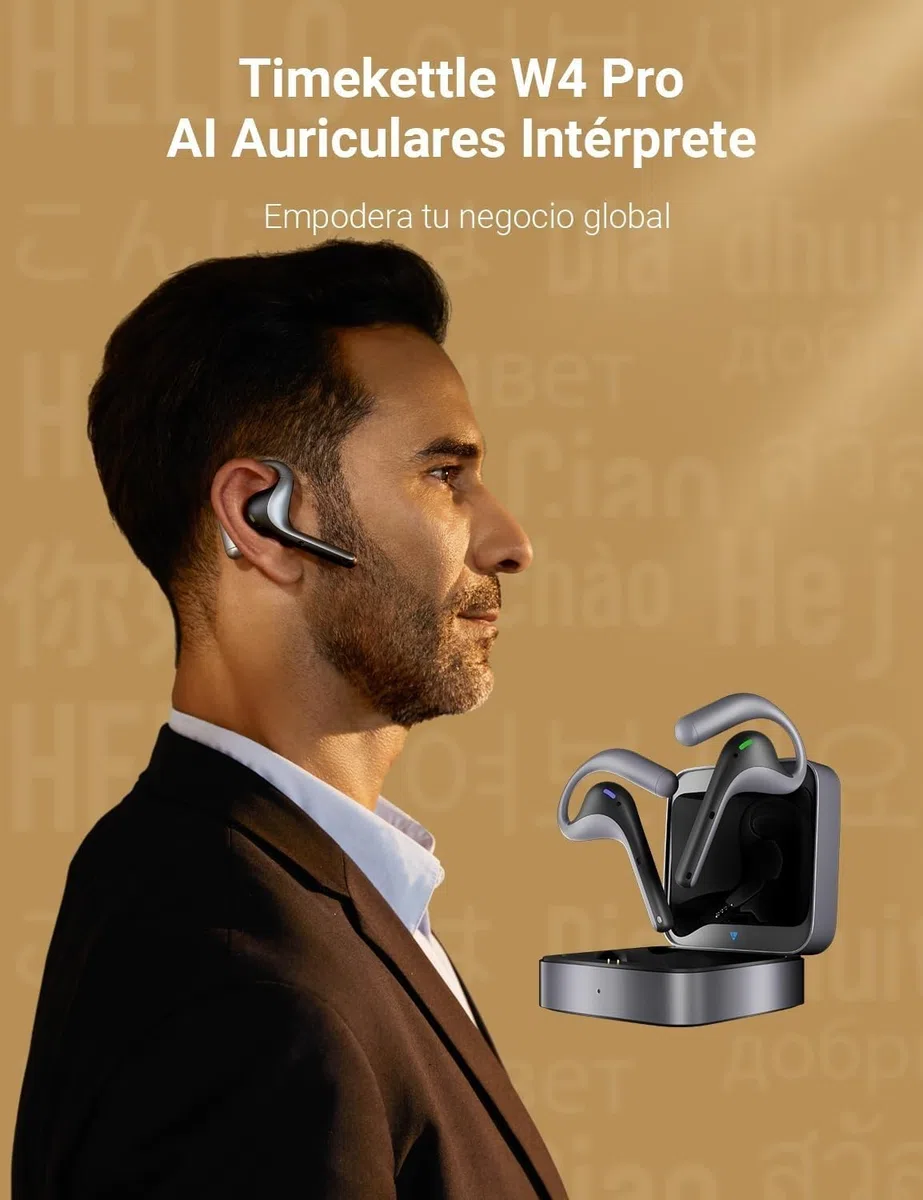 Timekettle W4 Pro Auriculares Intérpretes, Traducción Simultánea Bidireccional, 40 Idiomas Traductor en Tiempo Real