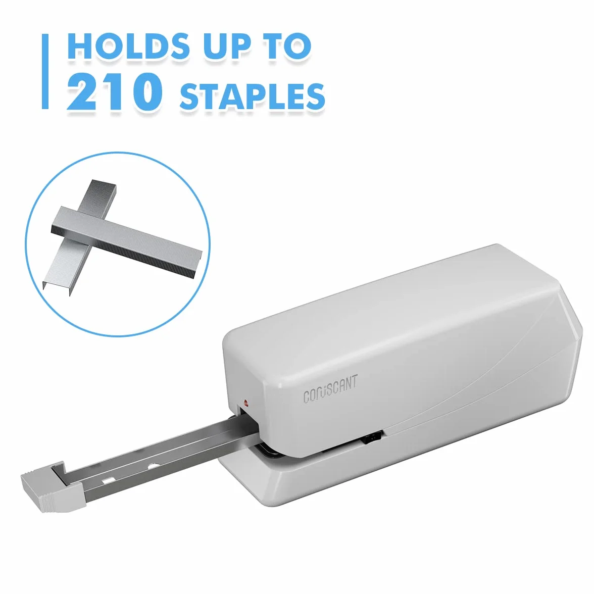 Coruscant Grapadora eléctrica, automática, muy resistente, 25 hojas, puede contener 210 grapas, incluye 2000 grapas y 1 extractor de grapas. Grapadora eléctrica de escritorio de CA o con pilas para