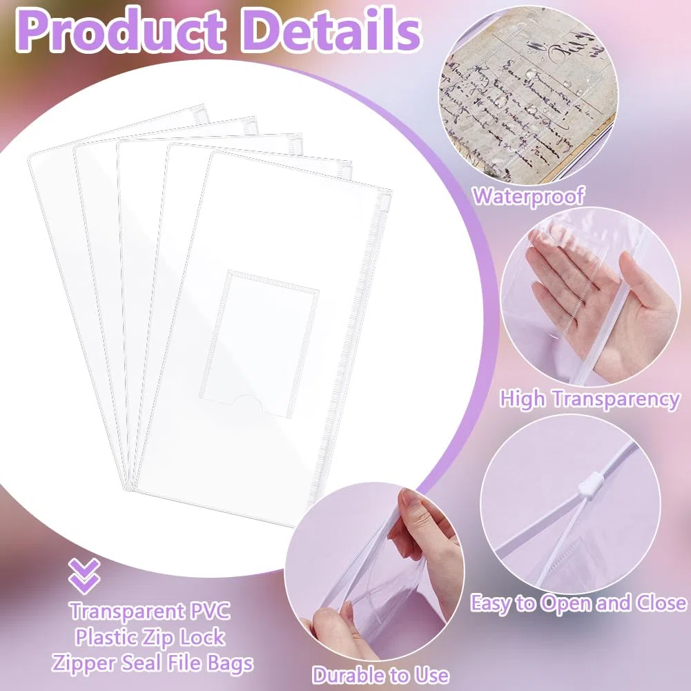 120 sobres transparentes con cremallera, pequeños sobres transparentes con cremallera, bolsas blancas a granel A6 para efectivo, dinero, bolígrafos, documentos, suministros de almacenamiento