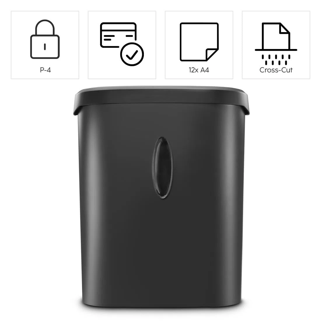 Hama | Destructora de Papel Corte Transversal 12 Hojas DIN A4 P4, Negro | Trituradora de Documentos Profesional GDPR, tritura Tarjetas, E-3, P-4, T-4, antiatasco automático, 21 L