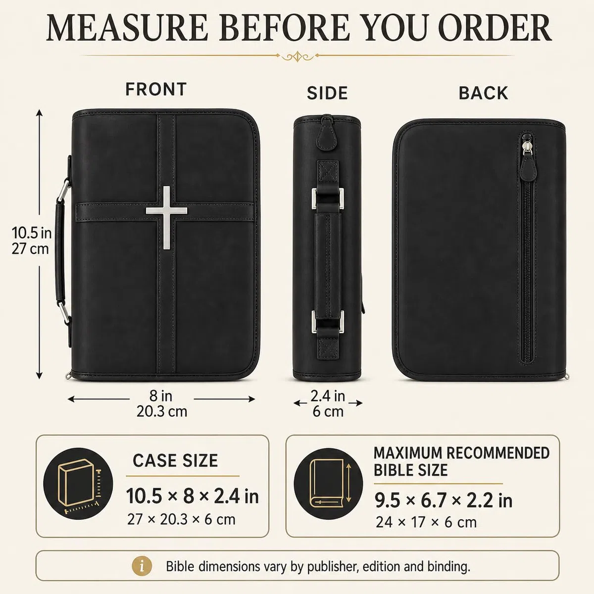 Cubierta de la Biblia, cubierta de libro para Biblia (negro)