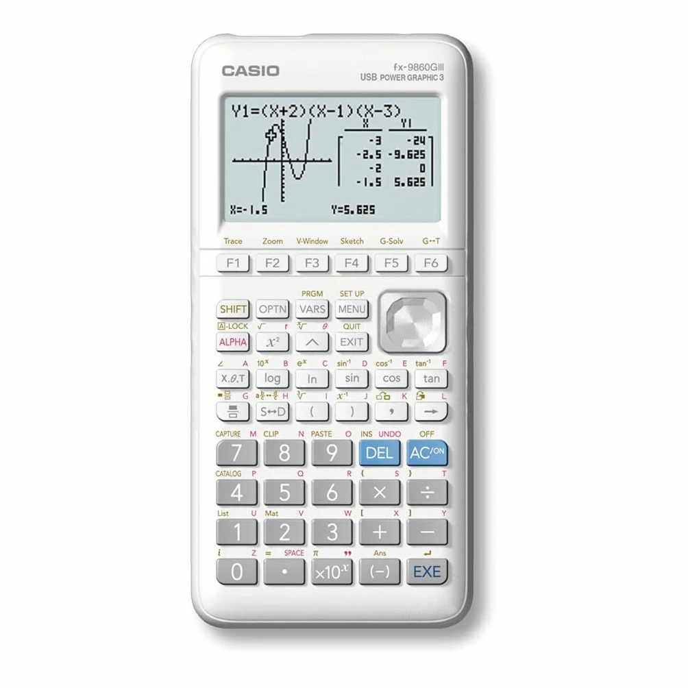 Casio FX-9860GIII - Calculadora gráfica monocromática sin CAS, blanca