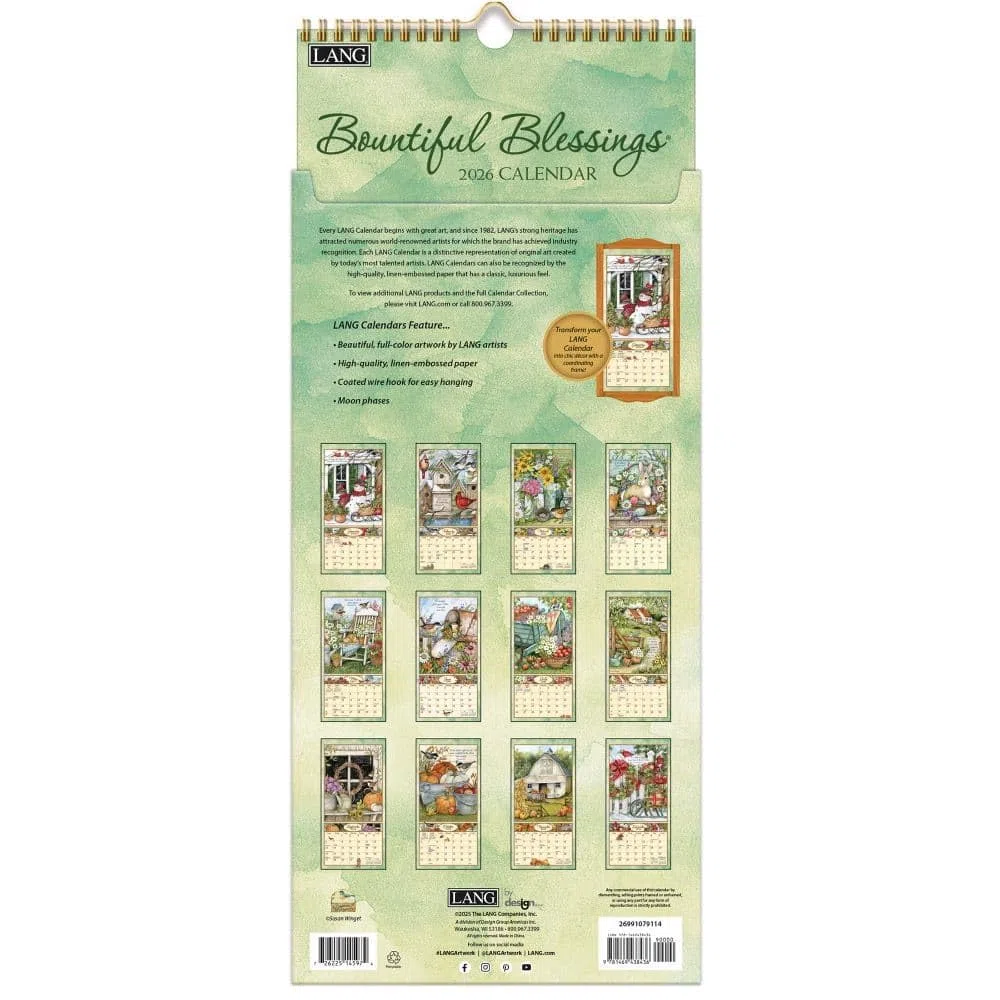 Lang, Bountiful Blessings - Calendario de pared vertical 2026