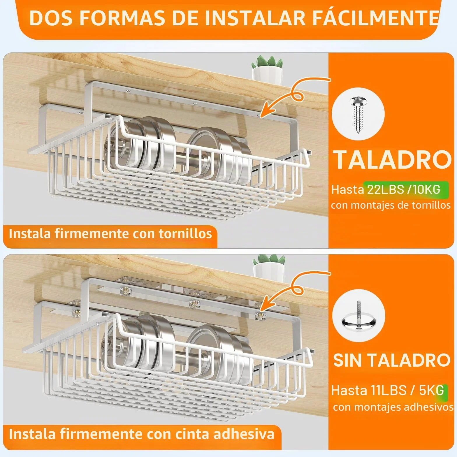 ENONCI Cajón Debajo del Escritorio Organizador de Metal Gran Capacidad Blanco