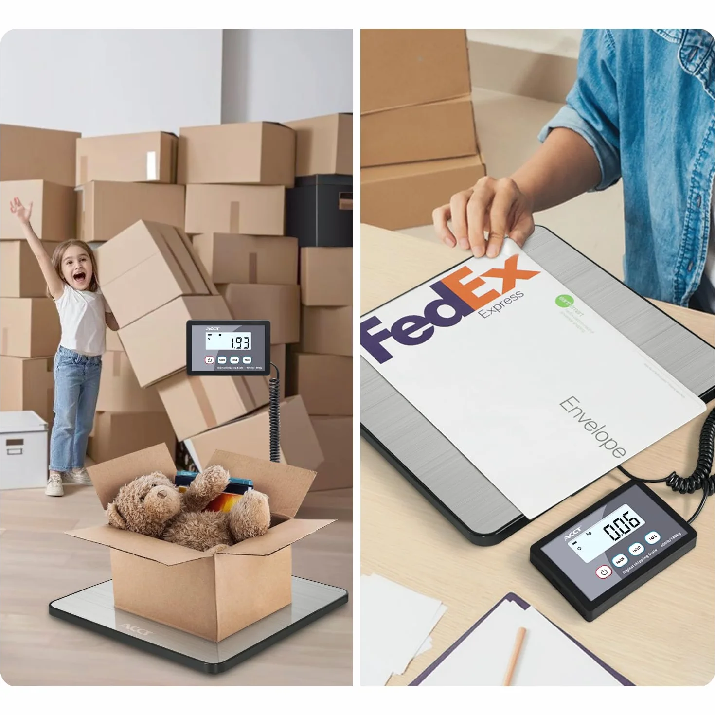 Báscula Postal ACCT 400 lb/180 kg, Función Retención/Tara, Industrial para Paquetes, Pilas y Cable USB