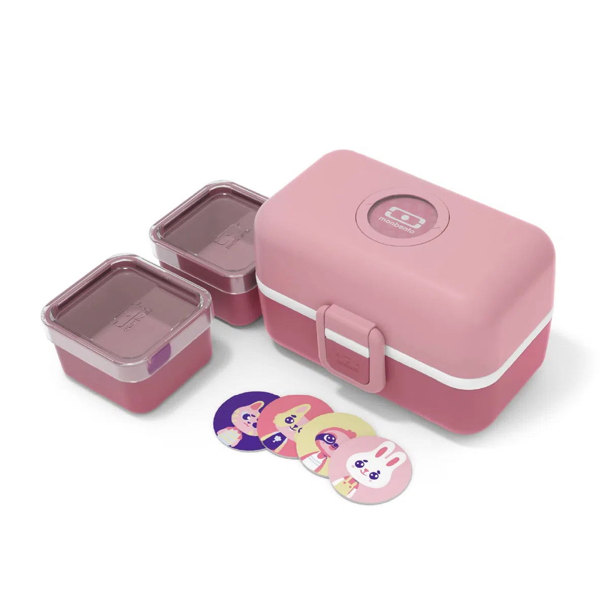 monbento - MB Tresor Blush Fiambrera infantil rosa - Lonchera para niños 3 Compartimientos - Caja merienda - Bento box sin BPA - segura y duradera