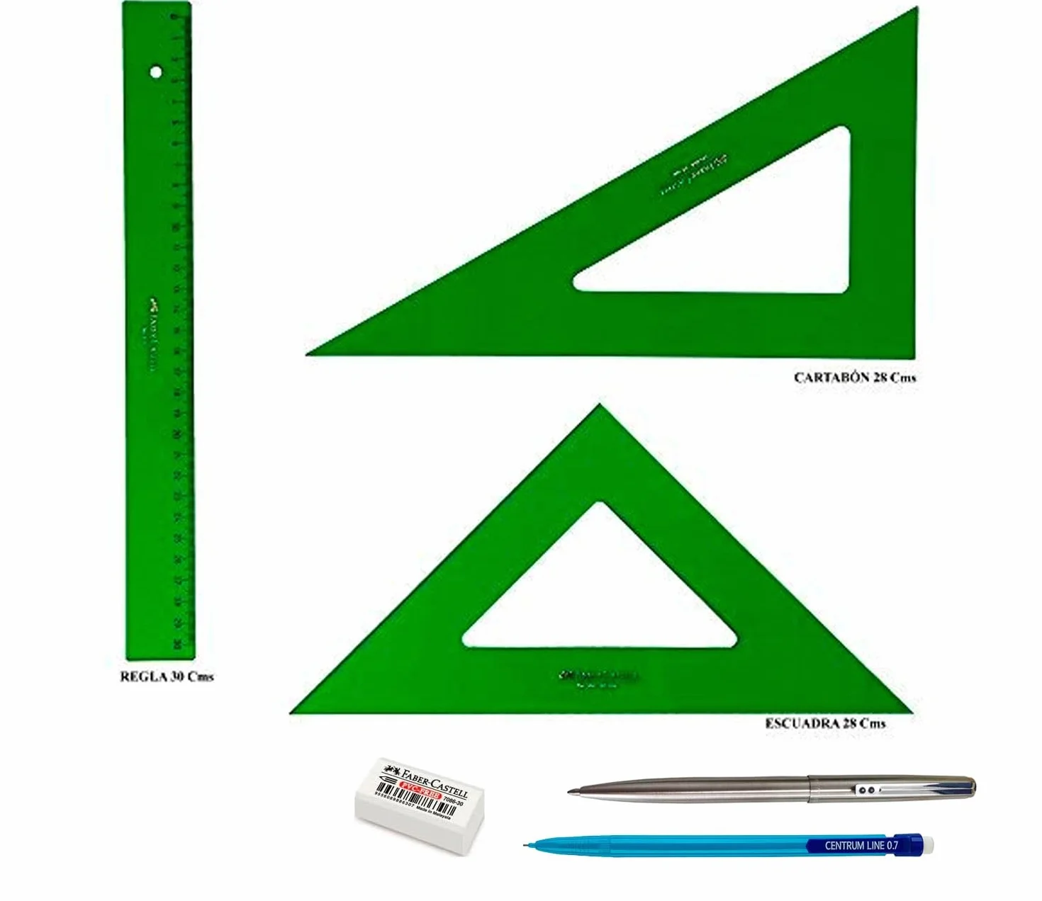 PACK LOTE FC Técnico - Regla 813-30 Cms + Escuadra 566-28 Cms + Cartabón 666-28 Cms + REGALO