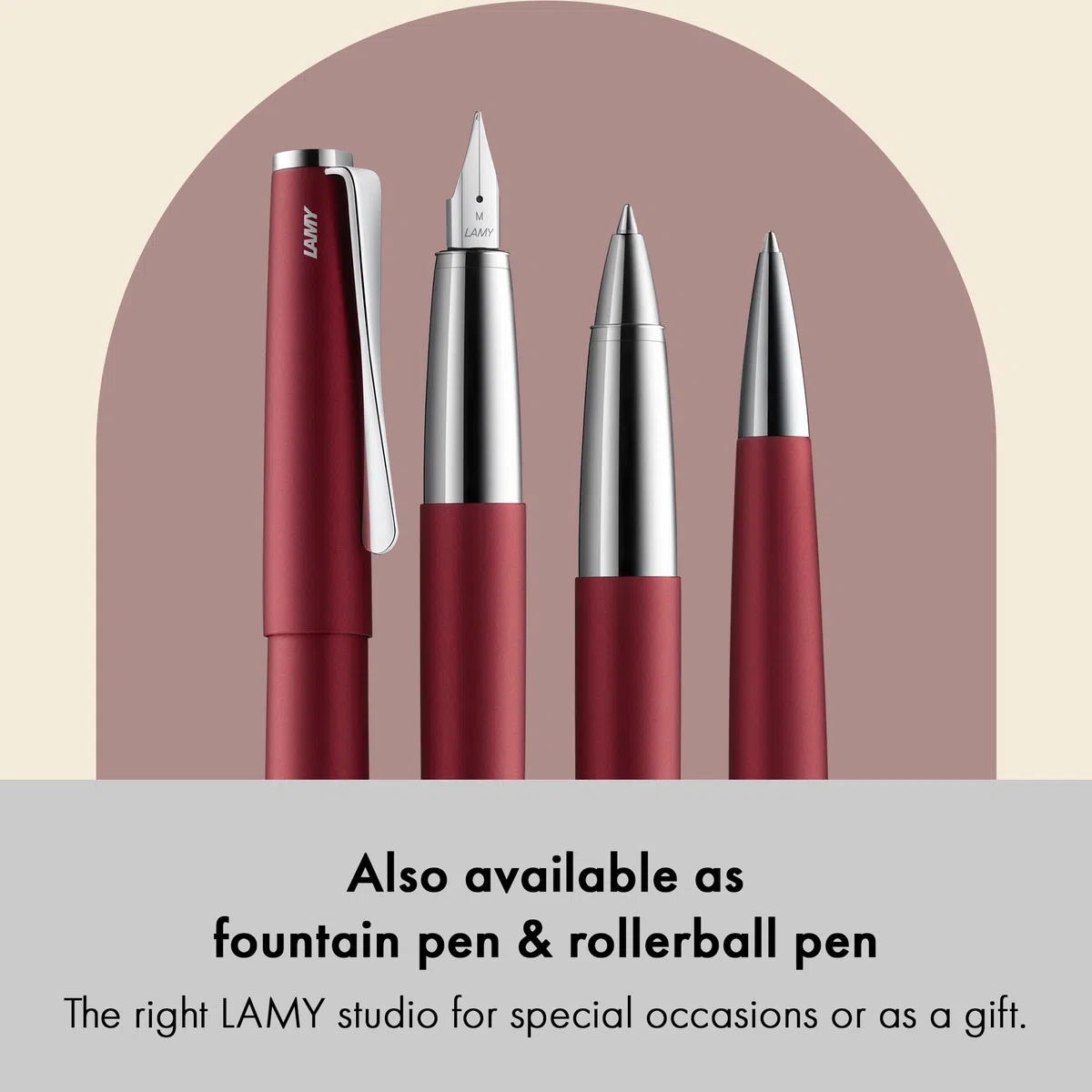 Lamy studio royalred bolígrafo - cuerpo elegante de acero inoxidable - con clip helicoidal - recambio gigante M 16 en ancho de trazo M en negro incl.