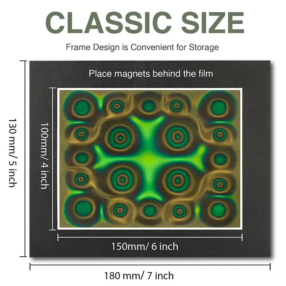 Película de visualización magnética,Película de visualización de campo magnético verde 6X4 pulgadas,Pantalla de flujo magnético,Detector de campo magnético,Reutilizable
