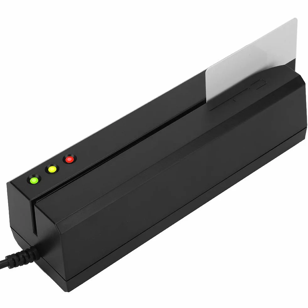 MSR605X Lector de Tarjetas con Banda Magnética, Indicador LED y Zumbador para Lectura de Estado de Escritura, Manual de Alta Velocidad, 3 Pistas Compatibles con ISO ANSI DIN