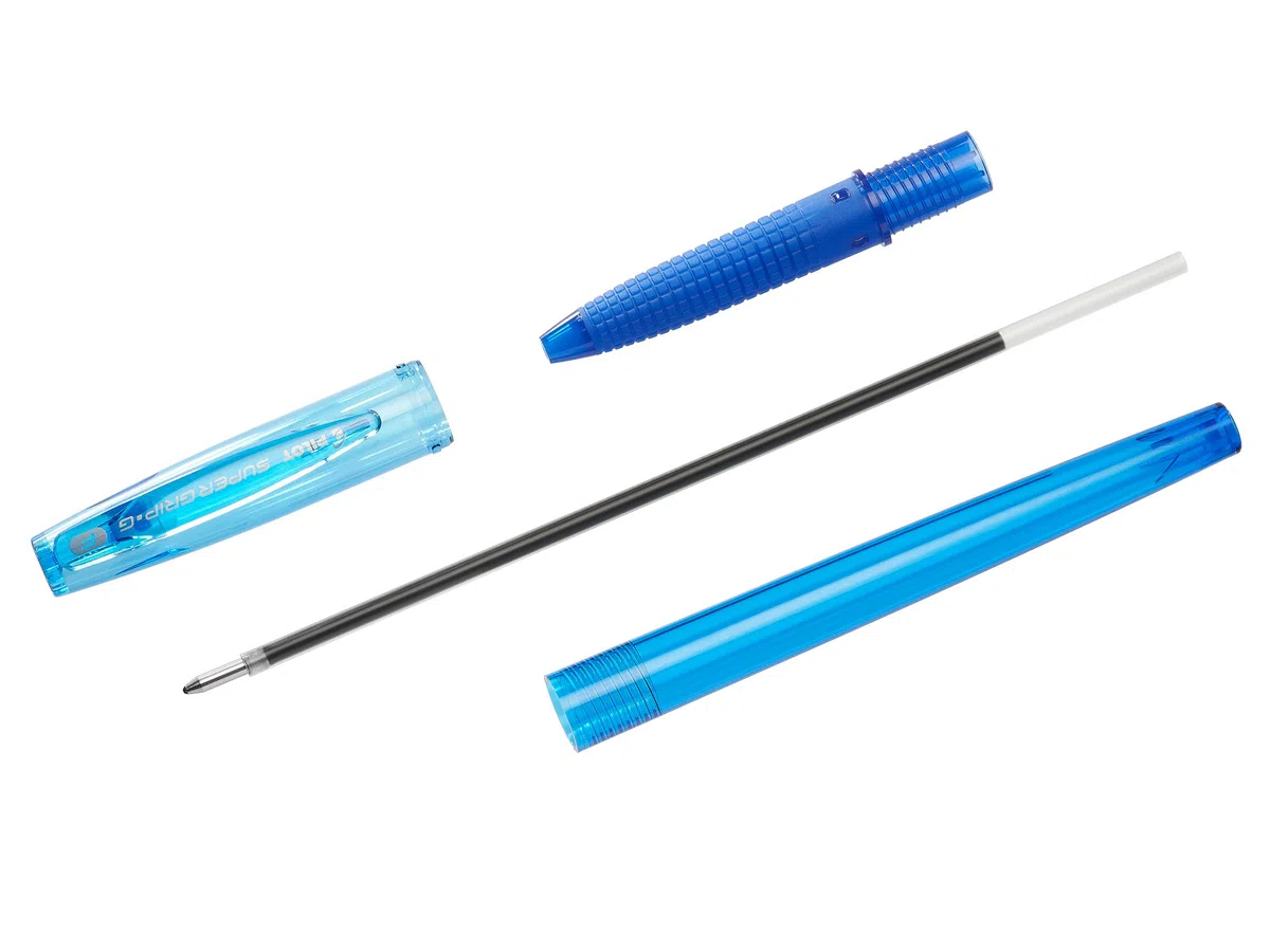 Bolígrafo Pilot Super Grip G Stick - Bolígrafo de punta redonda, trazo mediano, color azul, (40 unidades)., color negro
