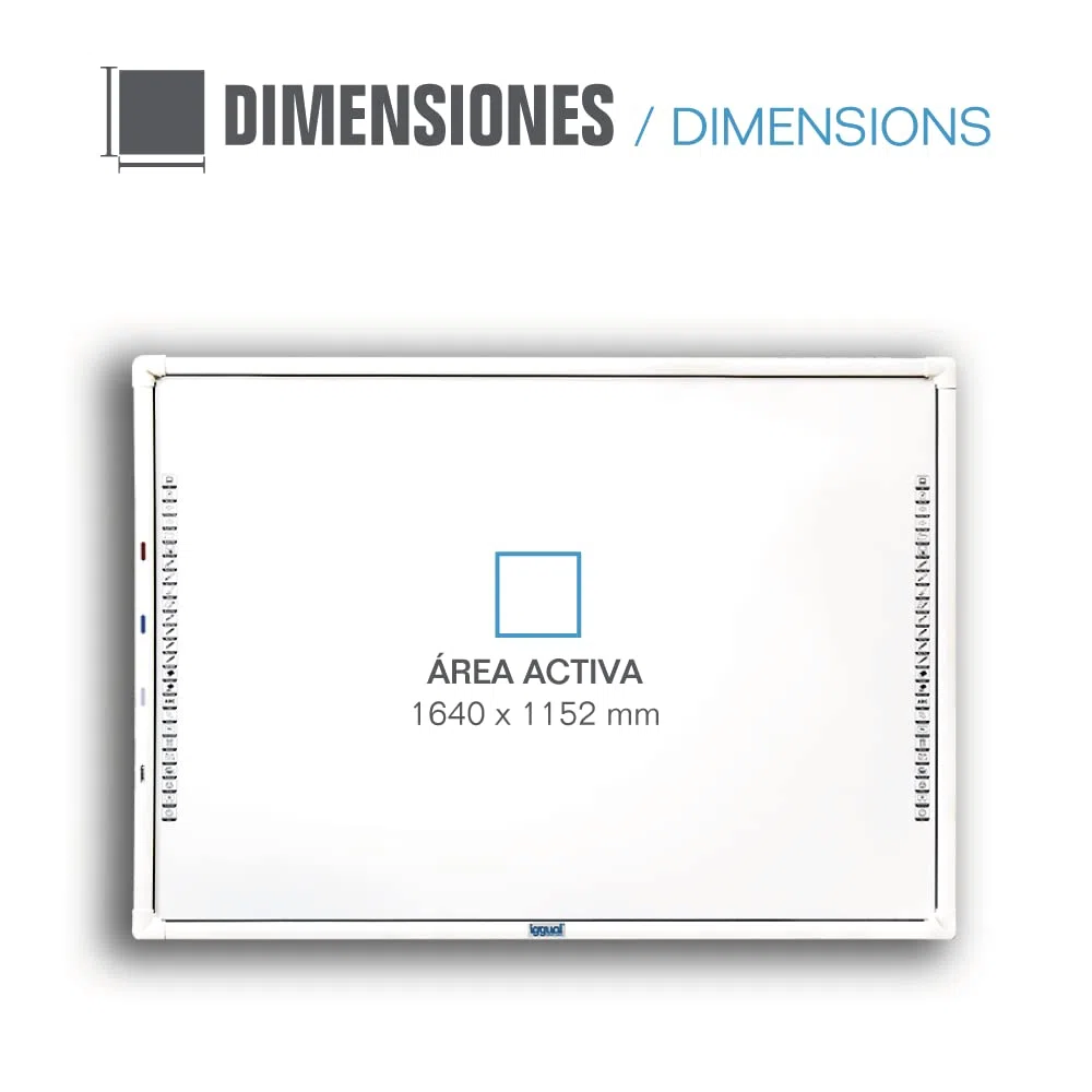 iggual Pizarra Blanca Interactiva IRIS 86” (4:3)- Tecnología Infrarrojos- Pantalla Táctil 10 Puntos de Contacto- Compatible Windows/Mac/Linux- Ideal Empresas y Educación (10 Usuarios Máximo.)