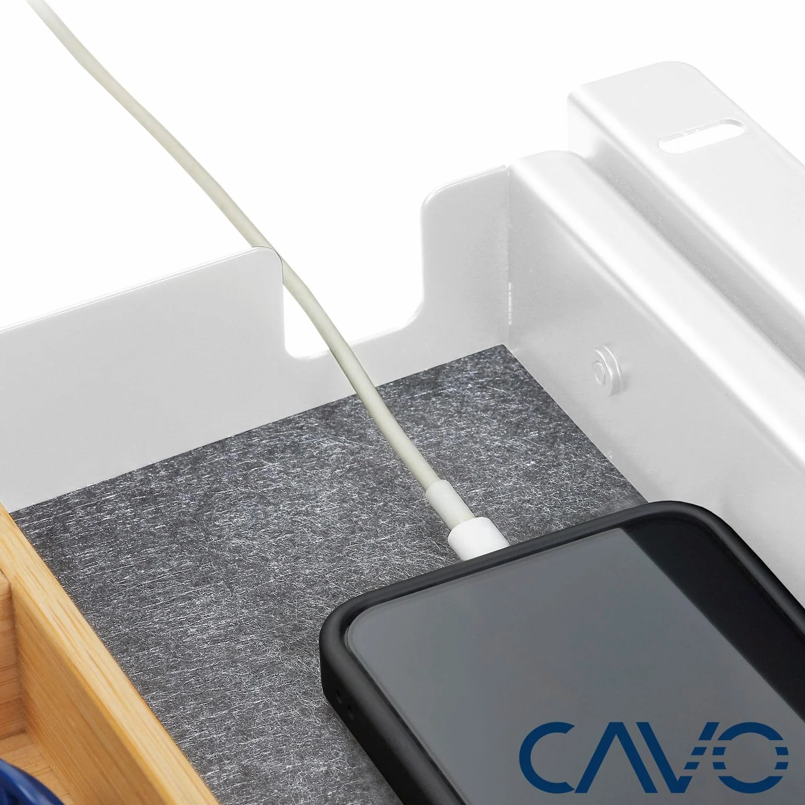 Cajón portadocumentos con cerradura 500 x 265 x 45 mm blanco inserto de bambú