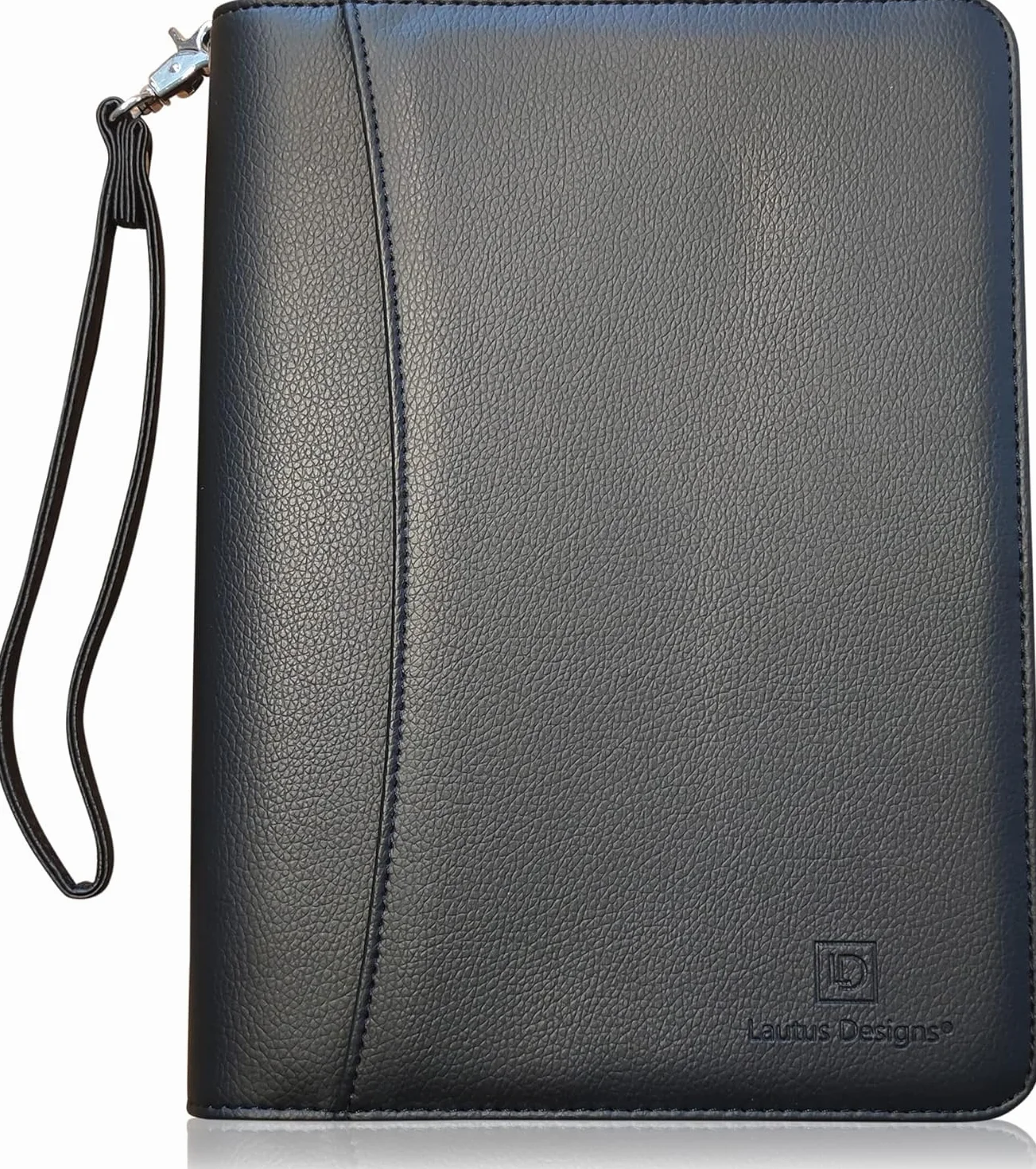 Portafolio de Negocios con Cremallera – Organizador de Cuero PU Premium, Pequeño Bloc de Notas & Funda para Tableta de 8 Pulgadas – Carpeta para Trabajo, Reuniones & Viajes – Negro